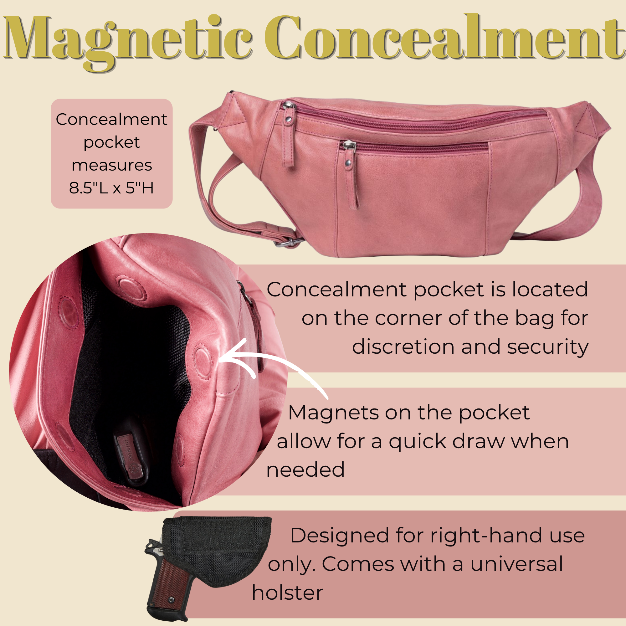 Concealed Carry Charlie Magnetic Leather Sling by Lady Conceal