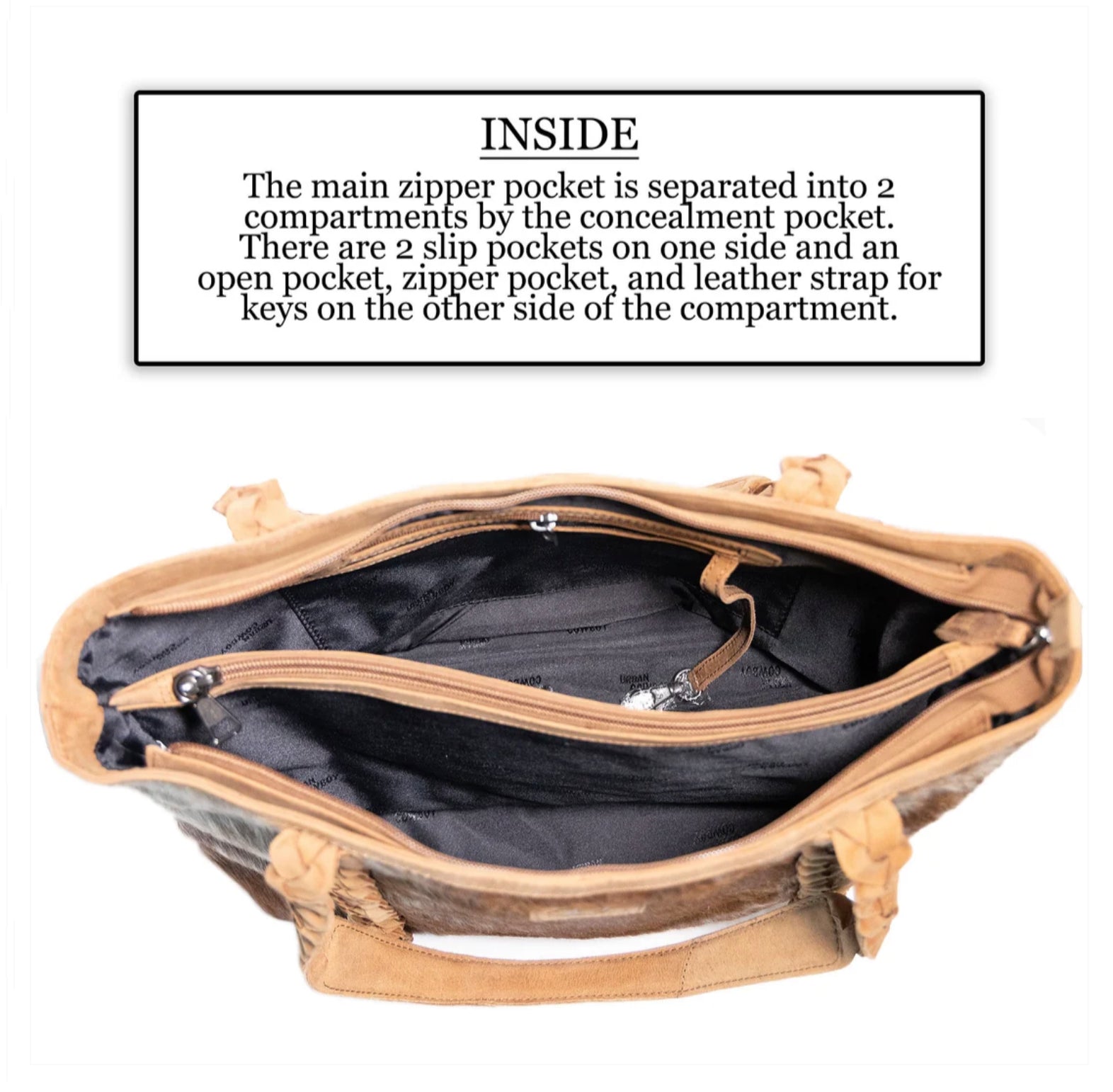 Concealed Carry Riley Hair-On Patchwork Tote by UC Leather Company