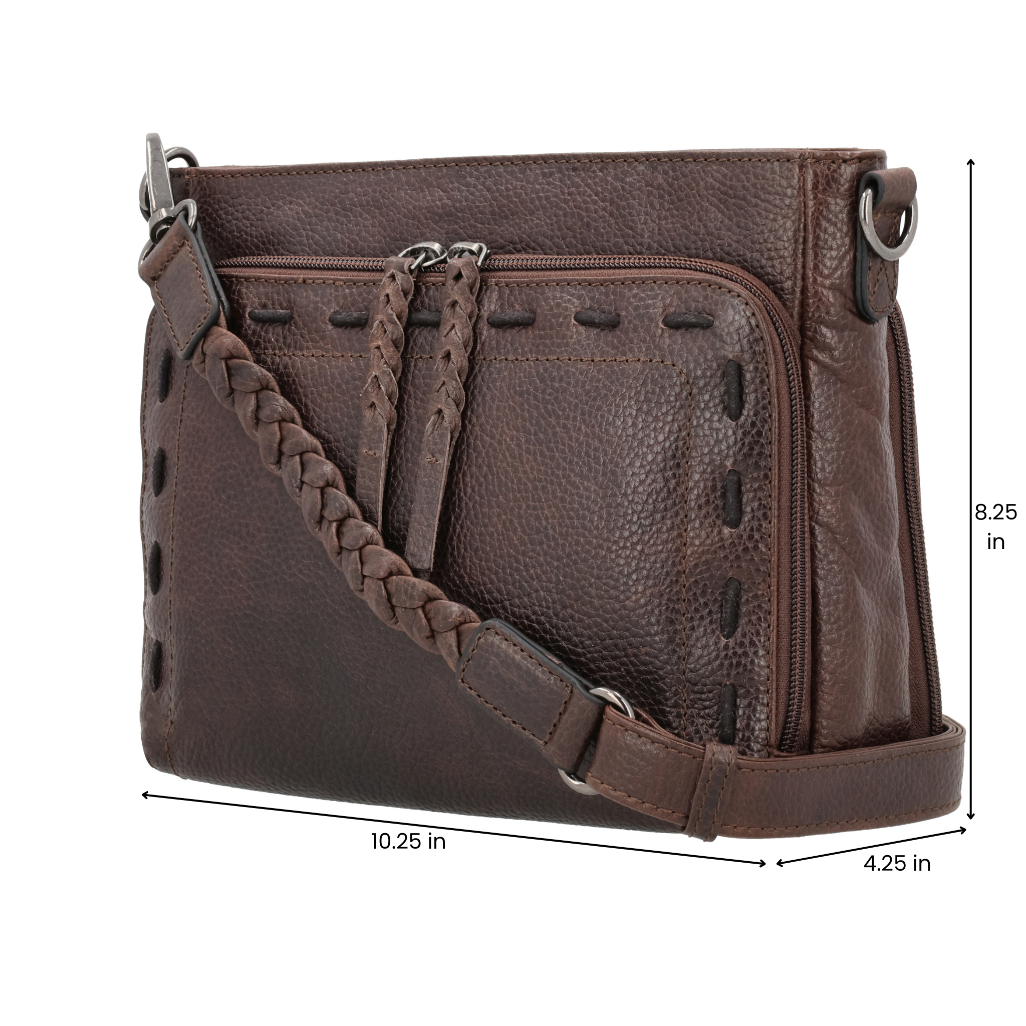 Concealed Carry Zoe Leather Crossbody by Lady Conceal with Locking Zippers - Firearm Bags for Women - Crossbody CCW Bag - Fast Draw Bag - YKK Locking Zipper Bag - Universal Holster