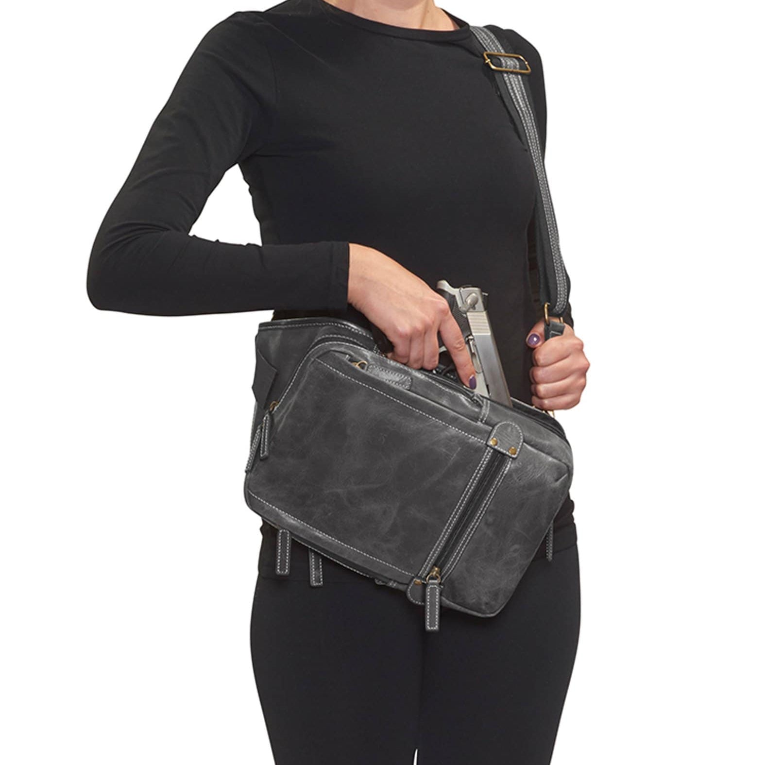 Concealed Carry Distressed Buffalo Sling Backpack by GTM Original