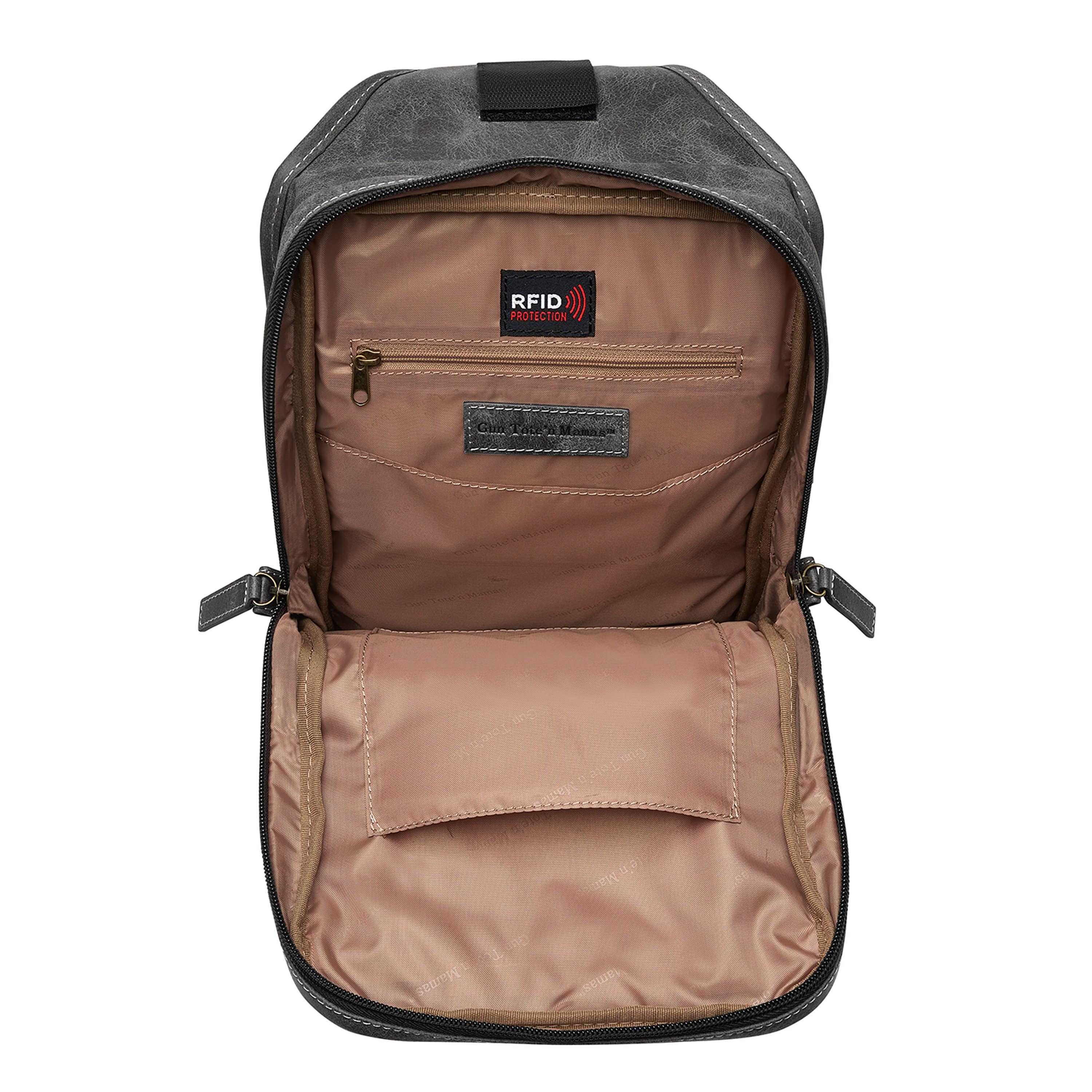 Concealed Carry Distressed Buffalo Sling Backpack by GTM Original