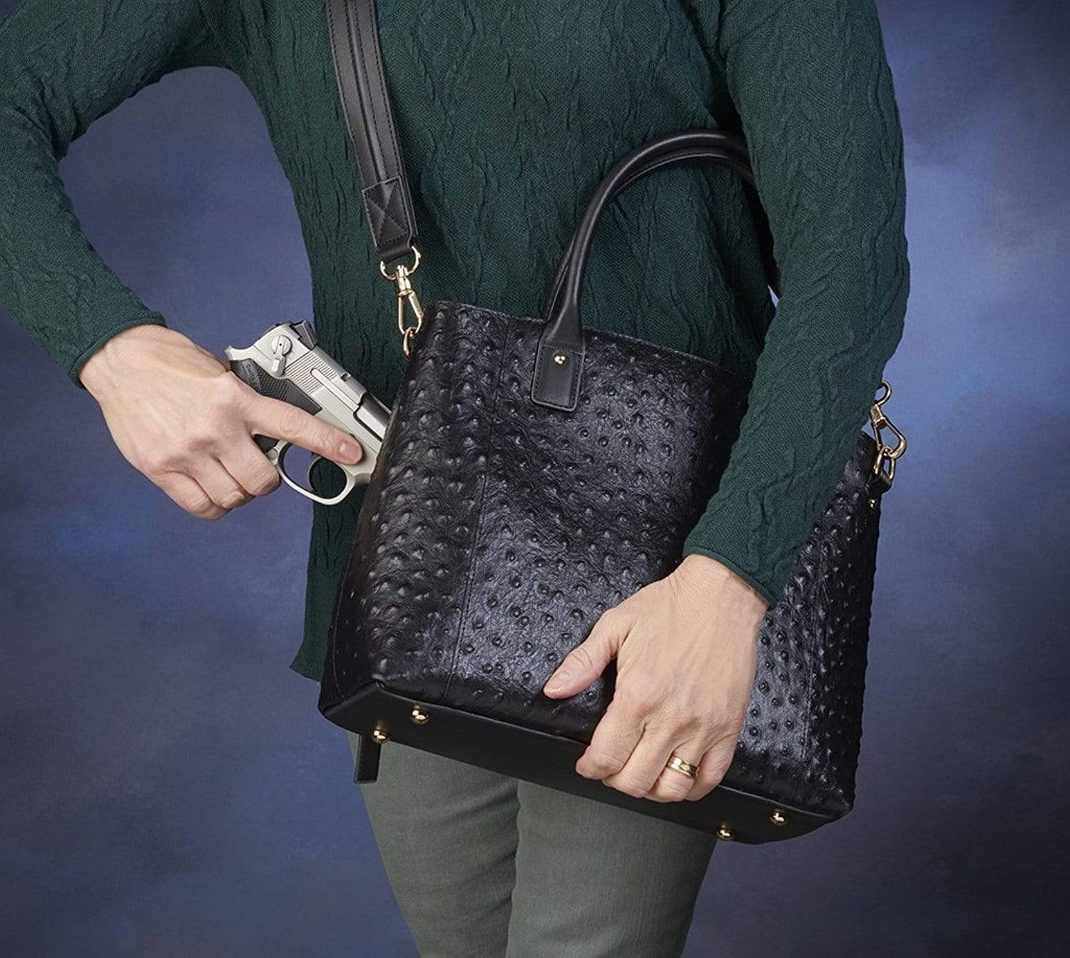 Gun Tote'n Mamas Concealed Carry Purse Ostrich Town Tote by GTM Original