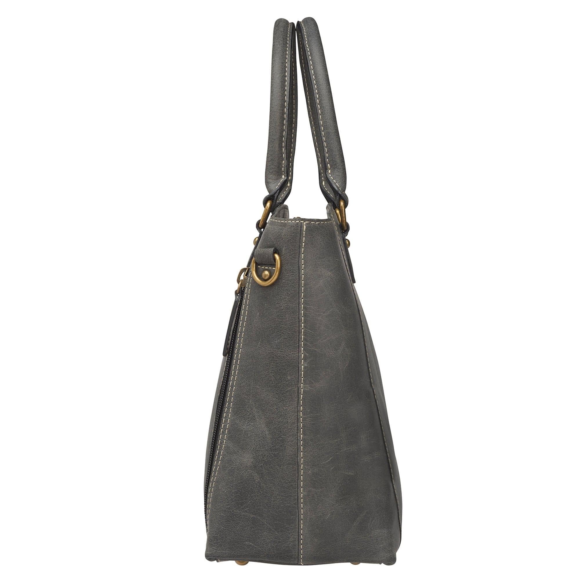 Concealed Carry Distressed Buffalo Leather Town Tote by GTM Original