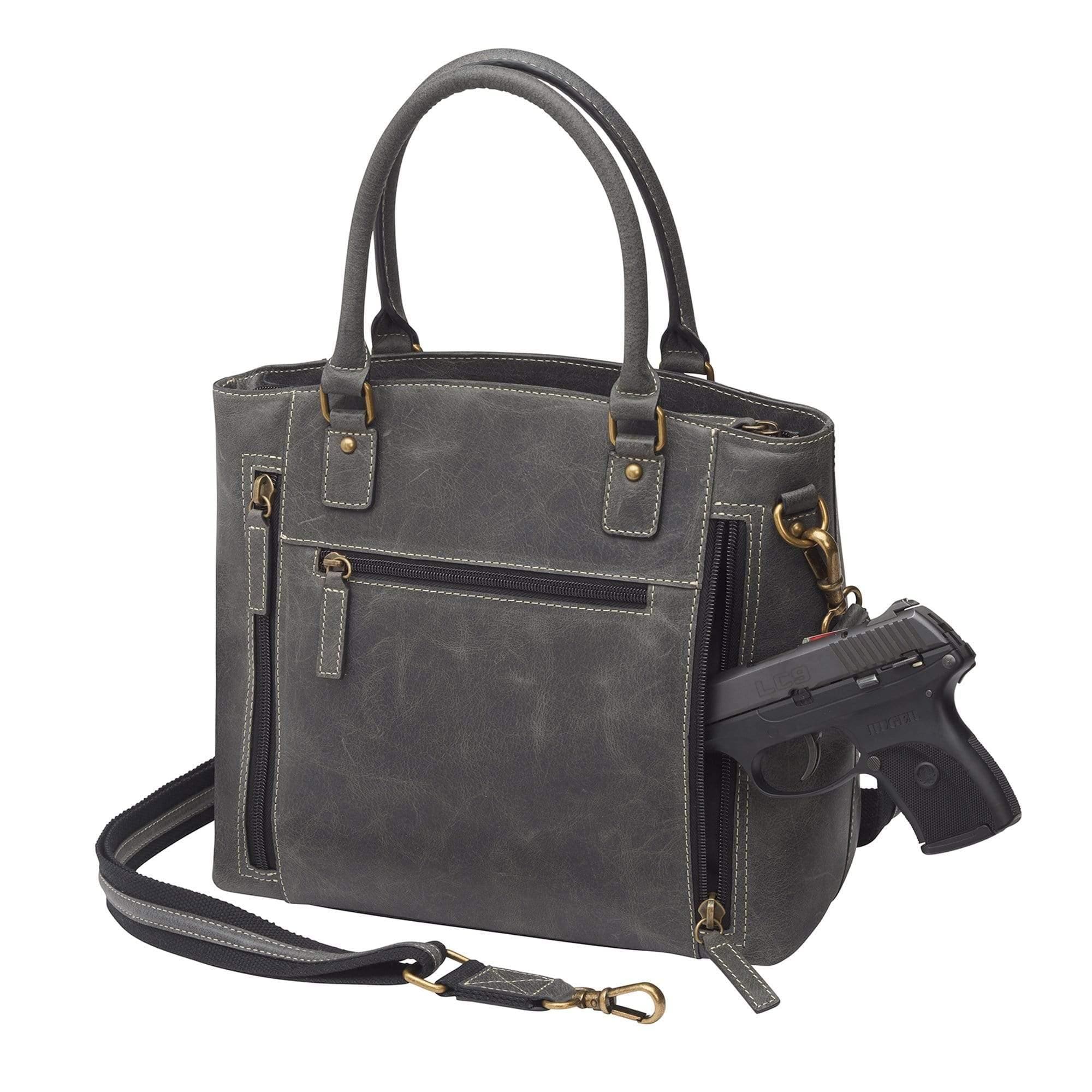 Concealed Carry Distressed Buffalo Leather Town Tote by GTM Original