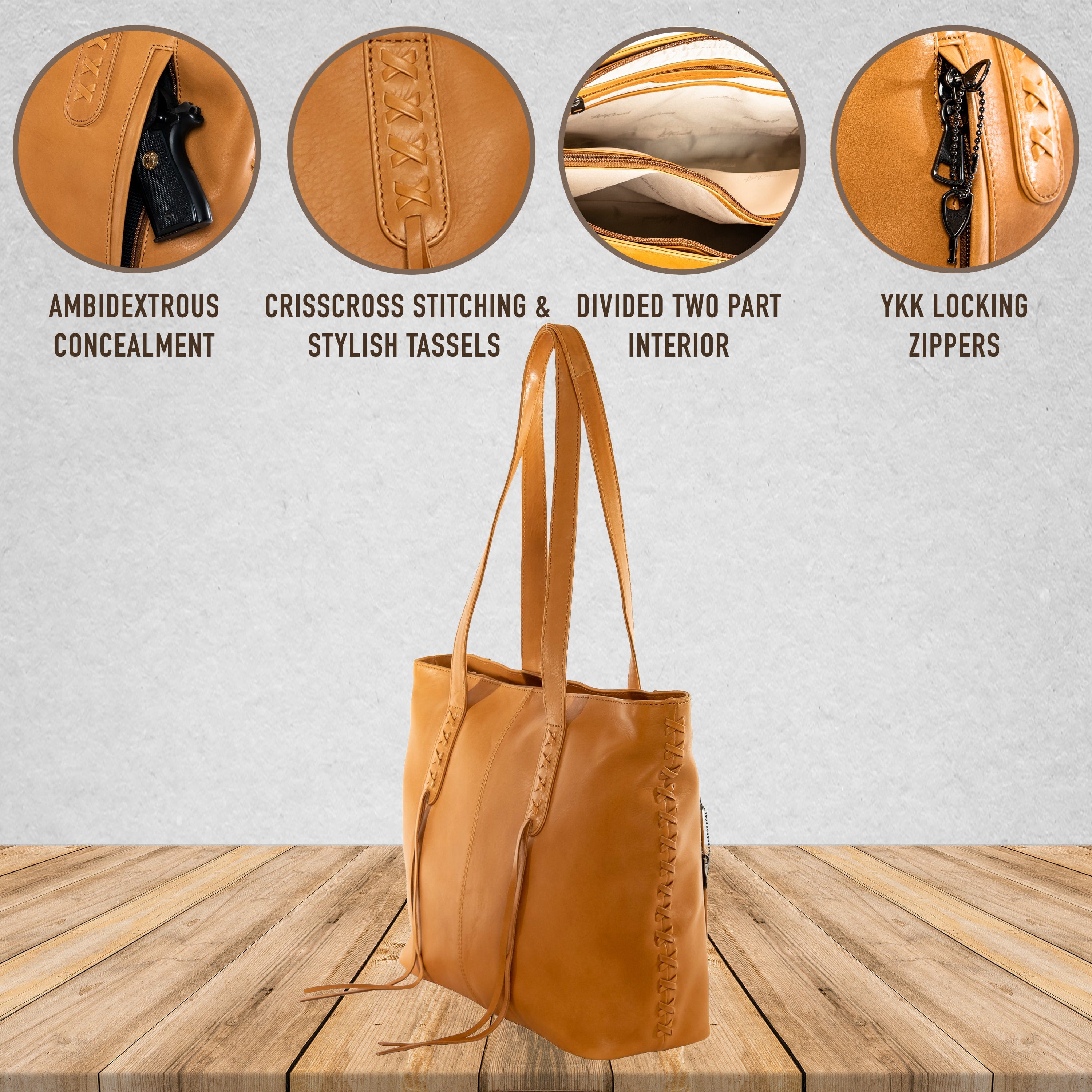 Concealed Carry Norah Large Leather Tote - Lady Conceal - Concealed Carry Purse - Women Pistol Bag - YKK Locking - Gun Security Purse - designer purse brands - designer backpack purse - designer purse sale - womens designer purse sale - designer purses black friday sale - black and white designer purse - black crossbody purse designer - black owned purse designers - woman designer purse - designer purses for women