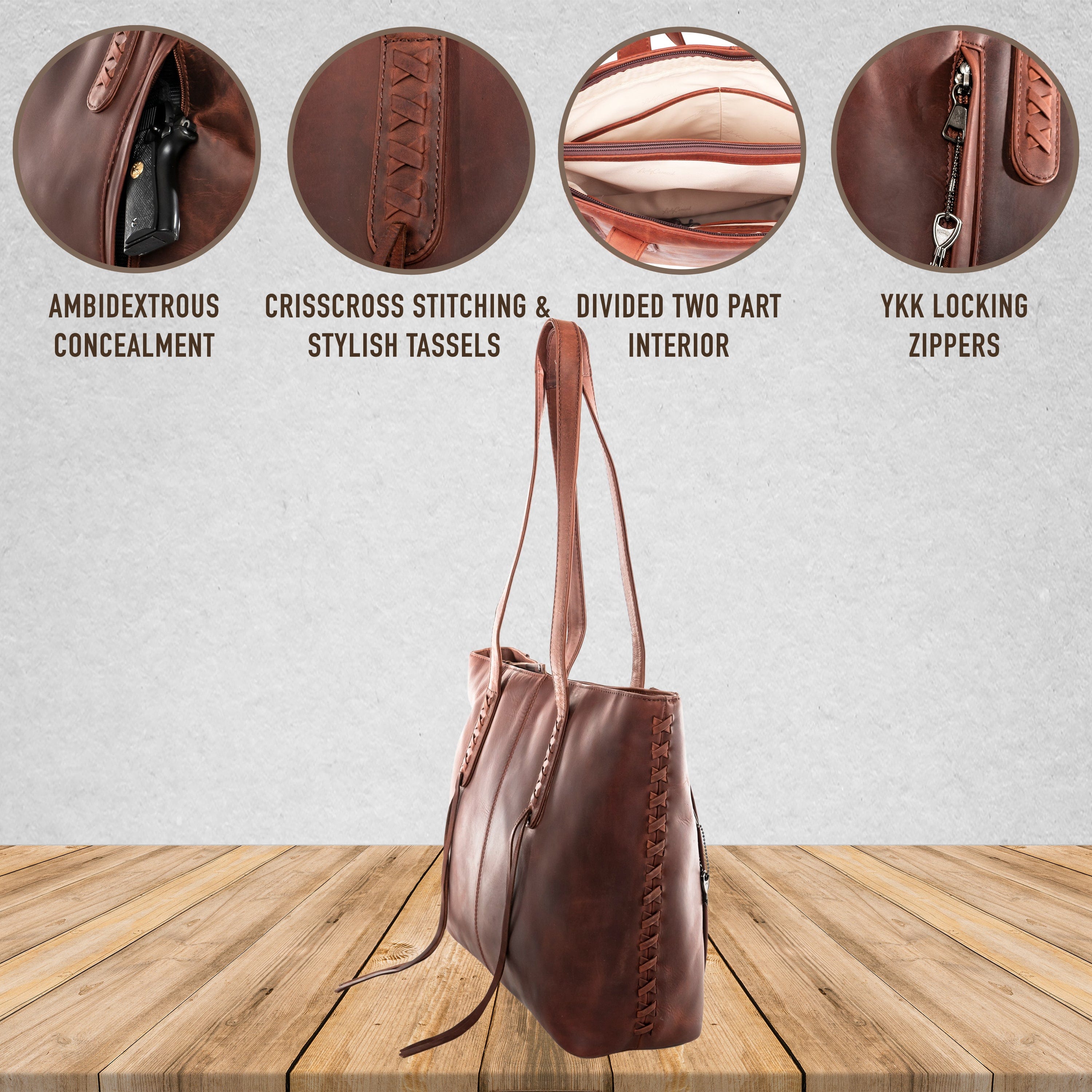 Concealed Carry Norah Large Leather Tote - Lady Conceal - Concealed Carry Purse - Women Pistol Bag - YKK Locking - Gun Security Purse - designer purse brands - designer backpack purse - designer purse sale - womens designer purse sale - designer purses black friday sale - black and white designer purse - black crossbody purse designer - black owned purse designers - woman designer purse - designer purses for women