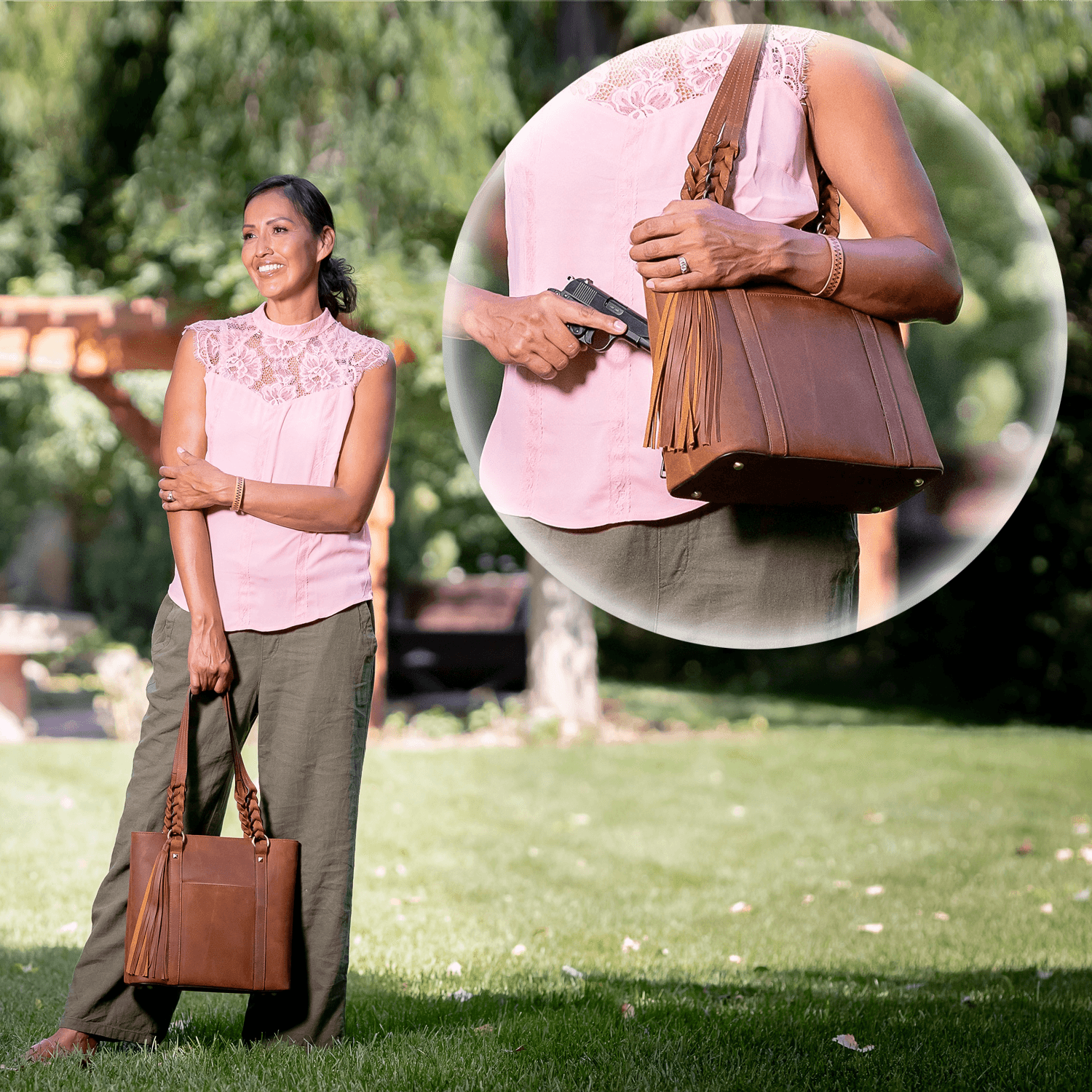 Concealed Carry Bella Leather Tote - Women's Purse for Pistol - Locking Purse with pistol slot - Leather Conceal Carry purse for Women - Concealed carry purse holster - Conceal Carry Handbag for Pistol - Handgun Bags for Women