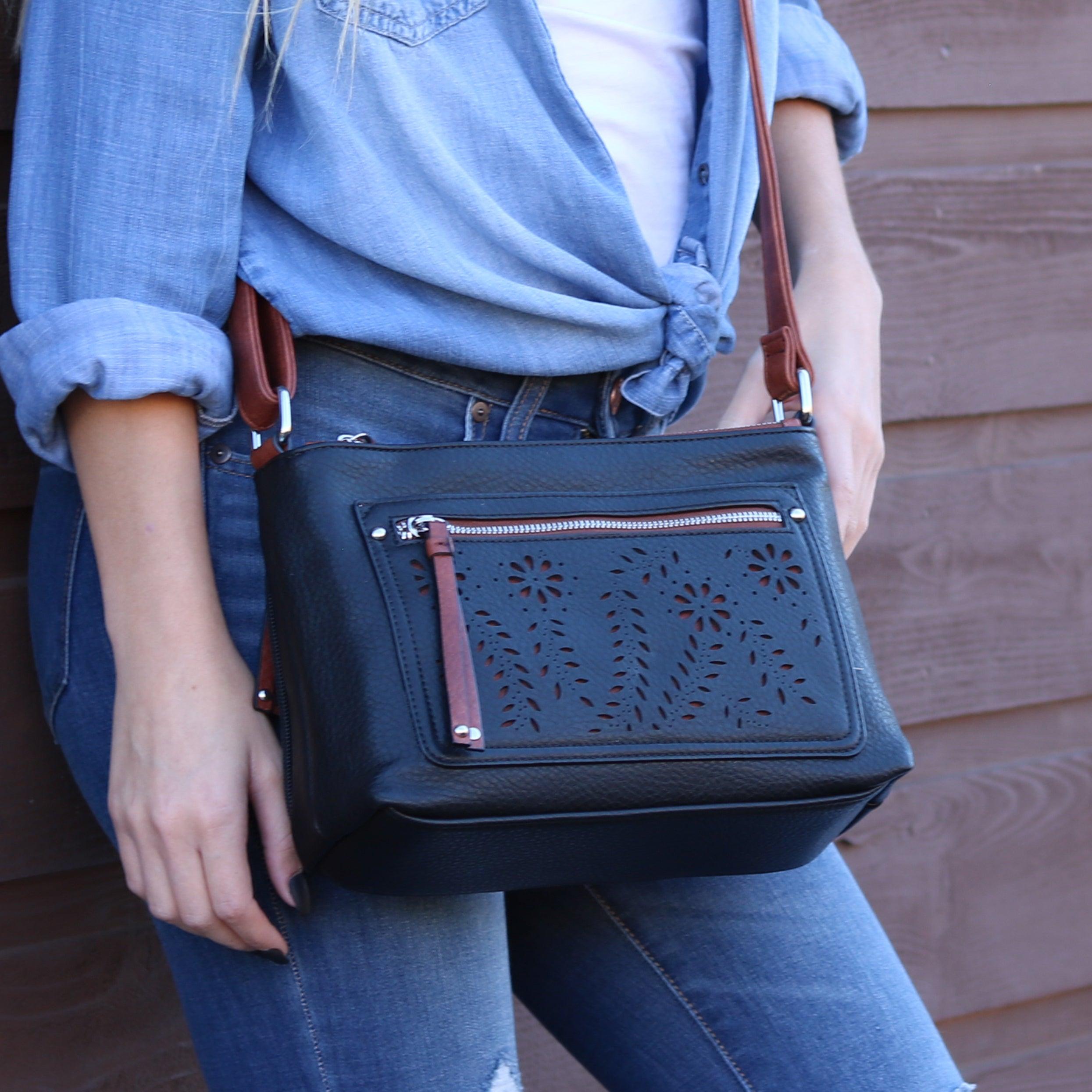 Concealed Carry Hailey Crossbody - Lady Conceal - soft leather shoulder bags for women's - crossbody bags for everyday use - most popular crossbody bag - crossbody bags for guns - crossbody handgun bag - Unique Hide Purse - Conceal Carry Western Purse - Stylish Carry Evelyn Leather Bag - Bag for Conceal Carrying Women - - Gun Bag for Women