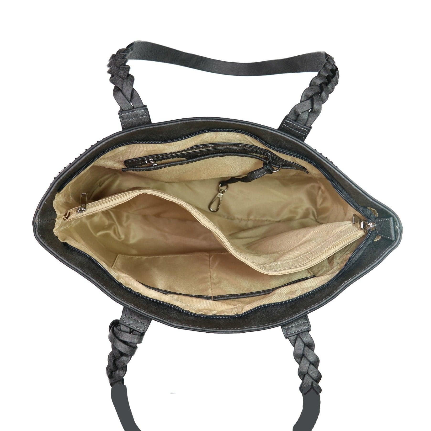 Concealed Carry Cora Tote by Lady Conceal - Locking Designer Conceal Carry Handbag for women - Locking Conceal and Carry Handbag with Universal Holster for Handguns - Unique Handbag Gun and Pistol Bag - crossbody Handbag for concealed gun carry - concealed carry Handbag gun purse with locking zipper
