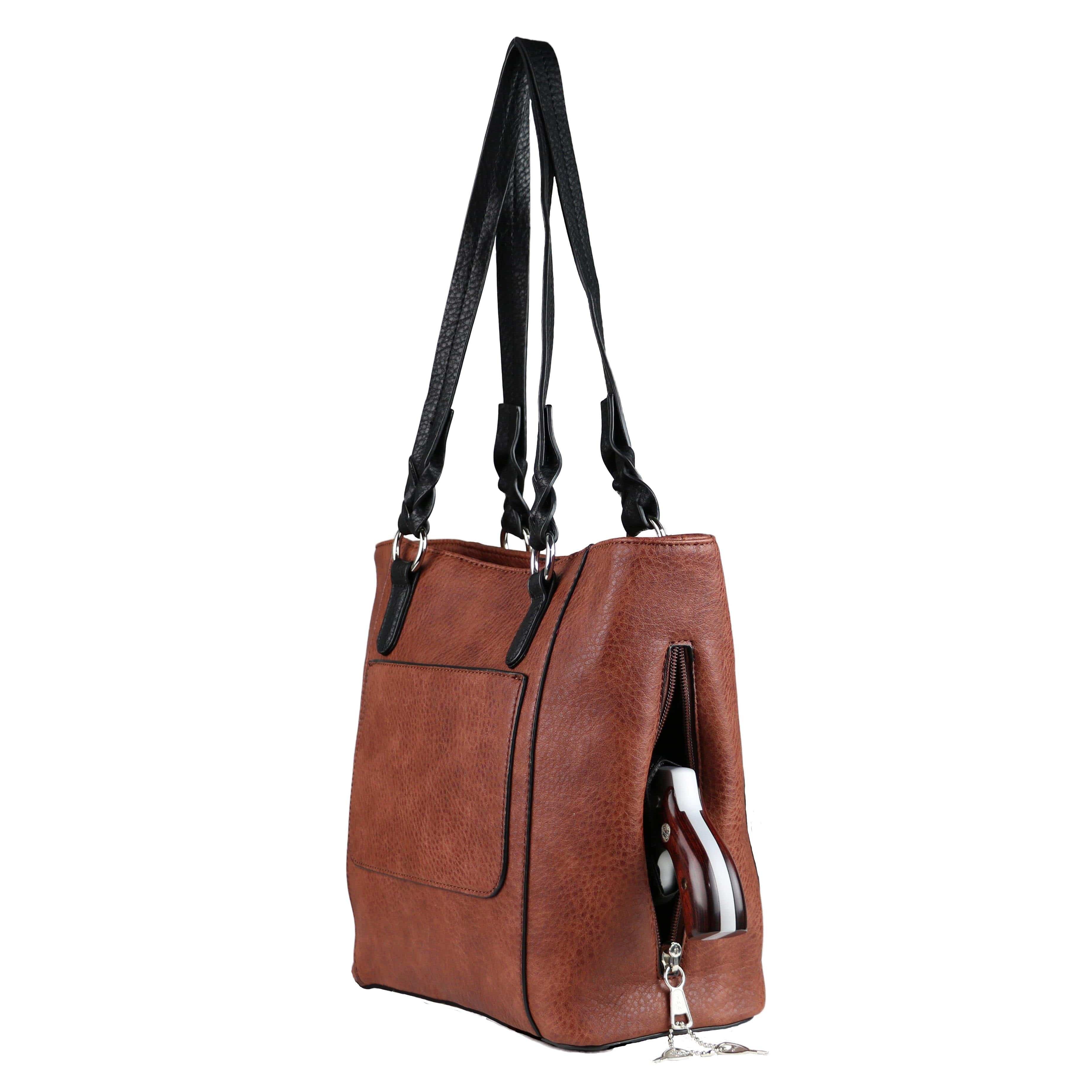 Concealed Carry Grace Tote - Lady Conceal - Women conceal carry purse for pistol - Designer Luxury Tote Carry Handbag - YKK Locking Zippers and Universal Holster - Easy Concealed Carry - Quick Gun Draw - Safe Gun Bag - Designer Luxury Conceal Carry Handbag - carry Handbag for gun carry - concealed carry gun Handbag with locking zipper - concealed carry Handbag for woman