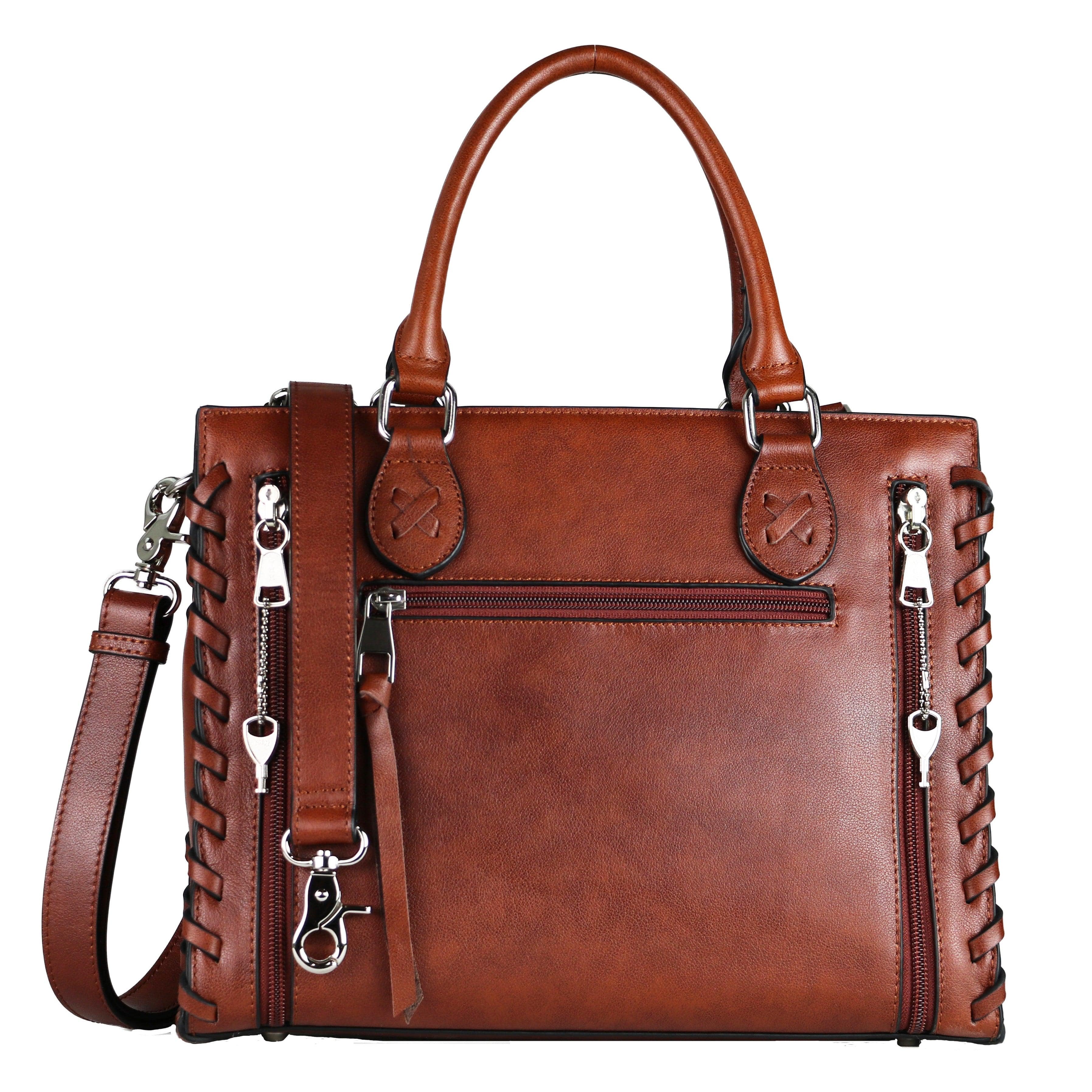 Concealed Carry Emma Leather Satchel - Designer Concealed Carry Purse - YKK Locking Purse with Universal Holster - Leather Bag For Gun Owners - Easy Conceal Carry - CCW Purse for Women - concealed carry Handbag for woman - Conceal and Carry purse for Handgun - Designer Luxury Conceal Carry Handbag - Unique Hide Handbag Gun and Pistol Bag - carry Handbag for concealed gun carry - Unique Emma gun Handbag -
