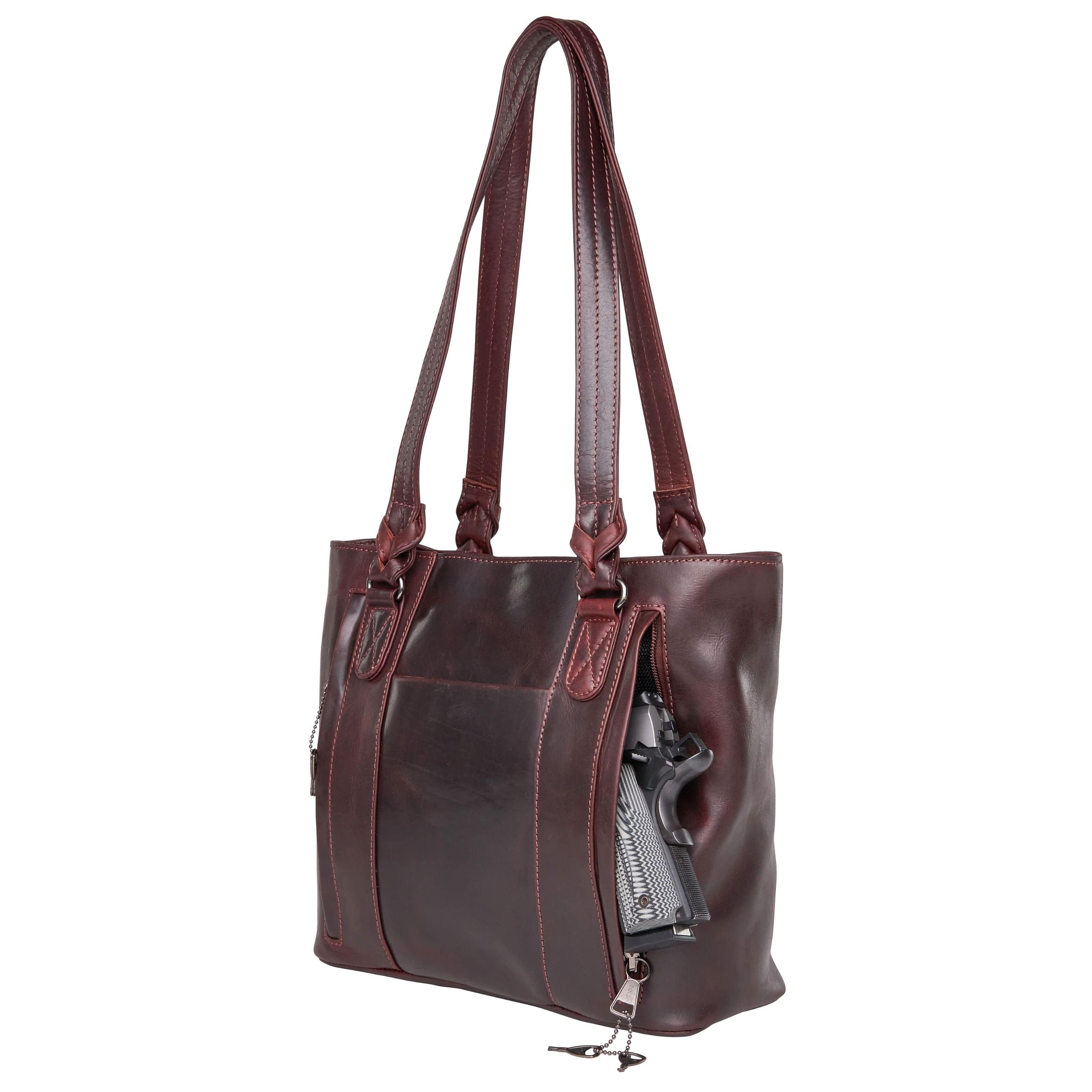 Concealed Carry Peyton Leather Tote for Women Lady Conceal - YKK Locking & Universal Holster - Designer Luxury Leather Carry Handbag - carry Handbag for gun carry - Unique Tote gun Handbag - designer backpack purse - designer purse sale - designer purse sales - womens designer purse sale - Peyton Leather Tote - designer lady purse concealed carry gun Handbag - concealed carry Handbag for woman- Easy Conceal Carry and Draw Purse -