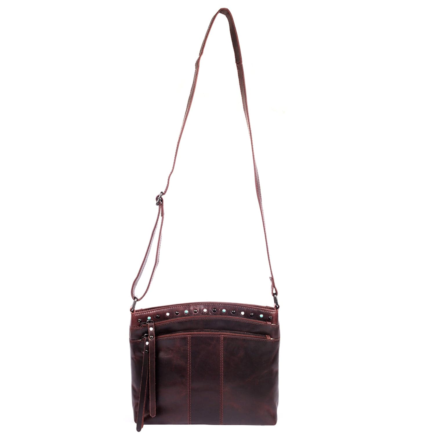 Concealed Carry Brynn Arched Leather Crossbody - Lady Conceal - Concealed Carry Purse - conceal and carry purse for women - tactical pistol bag - Locking Conceal and Carry Purse with Universal Holster for Handguns - Unique Hide Crossbody Gun and Pistol Bag