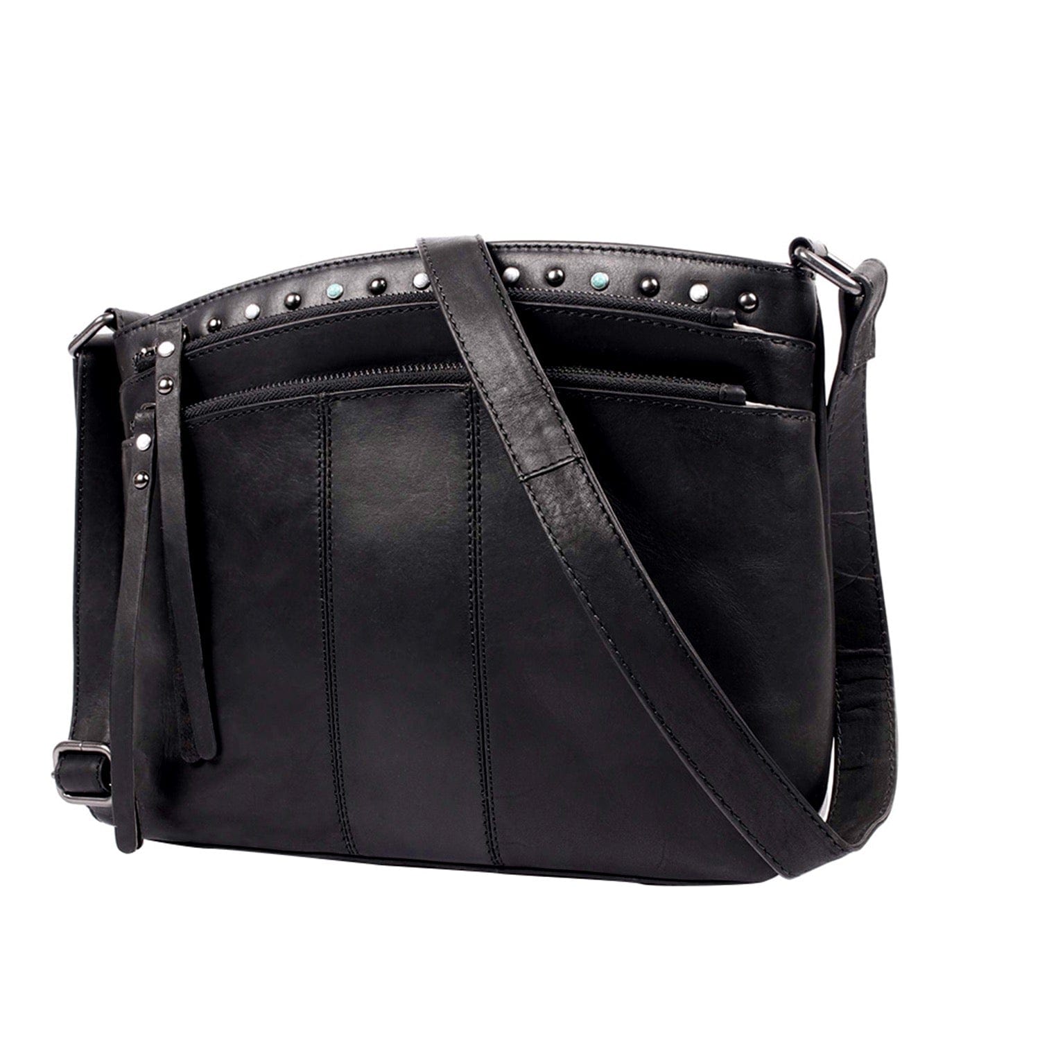 Concealed Carry Brynn Arched Leather Crossbody - Lady Conceal - Concealed Carry Purse - conceal and carry purse for women - tactical pistol bag - Locking Conceal and Carry Purse with Universal Holster for Handguns - Unique Hide Crossbody Gun and Pistol Bag