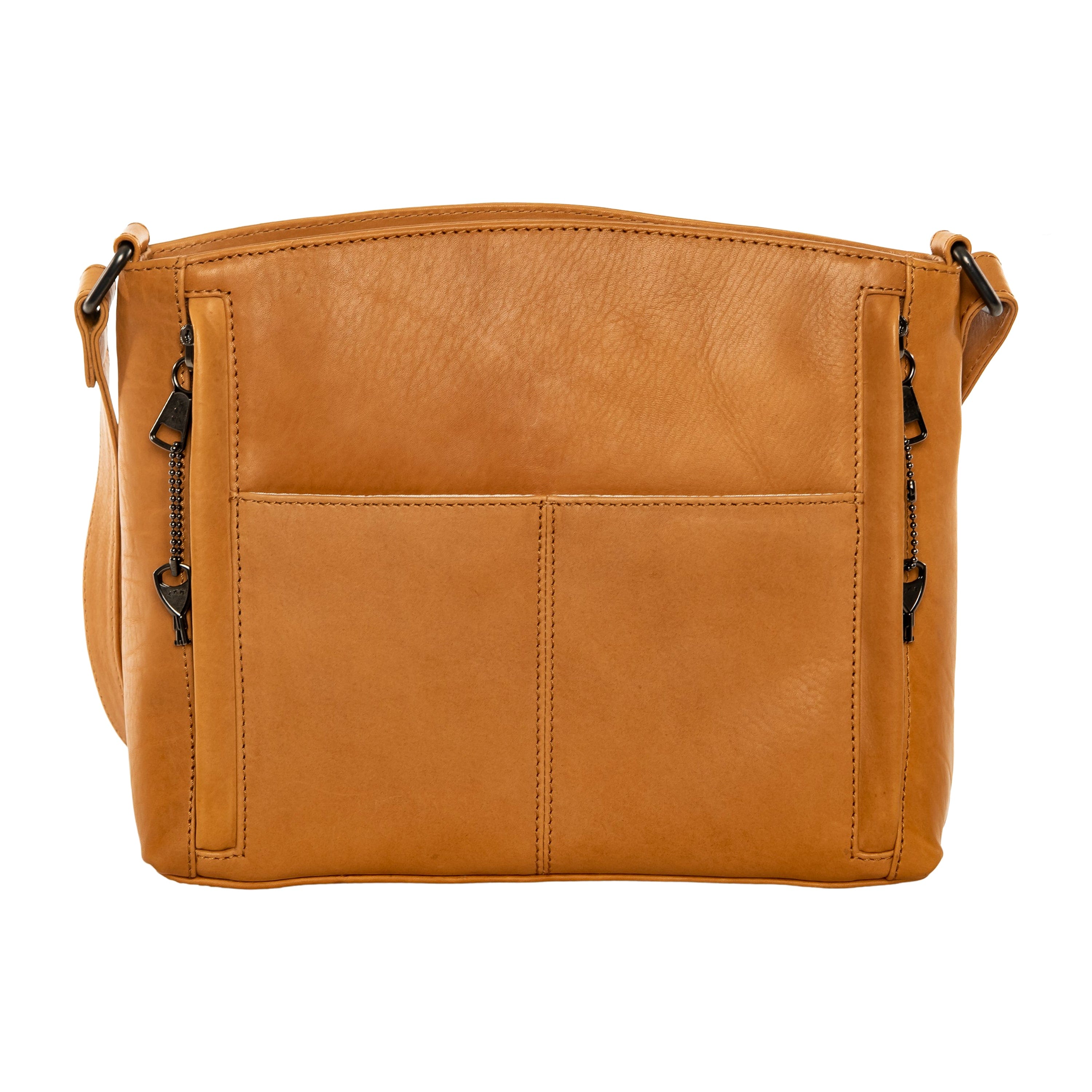 Concealed Carry Brynn Arched Leather Crossbody - Lady Conceal - Concealed Carry Purse - conceal and carry purse for women - tactical pistol bag - Locking Conceal and Carry Purse with Universal Holster for Handguns - Unique Hide Crossbody Gun and Pistol Bag