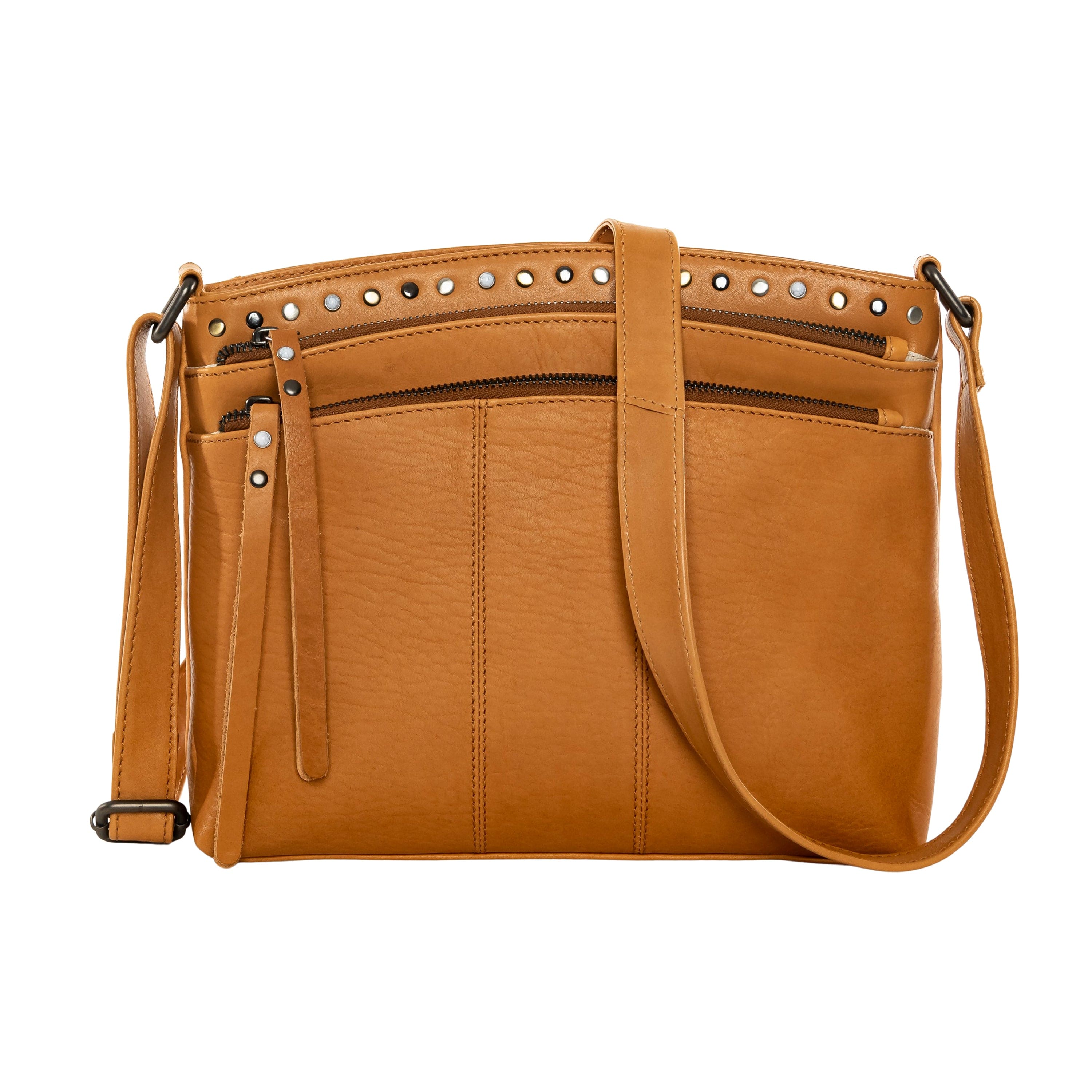 Concealed Carry Brynn Arched Leather Crossbody - Lady Conceal - Concealed Carry Purse - conceal and carry purse for women - tactical pistol bag - Locking Conceal and Carry Purse with Universal Holster for Handguns - Unique Hide Crossbody Gun and Pistol Bag