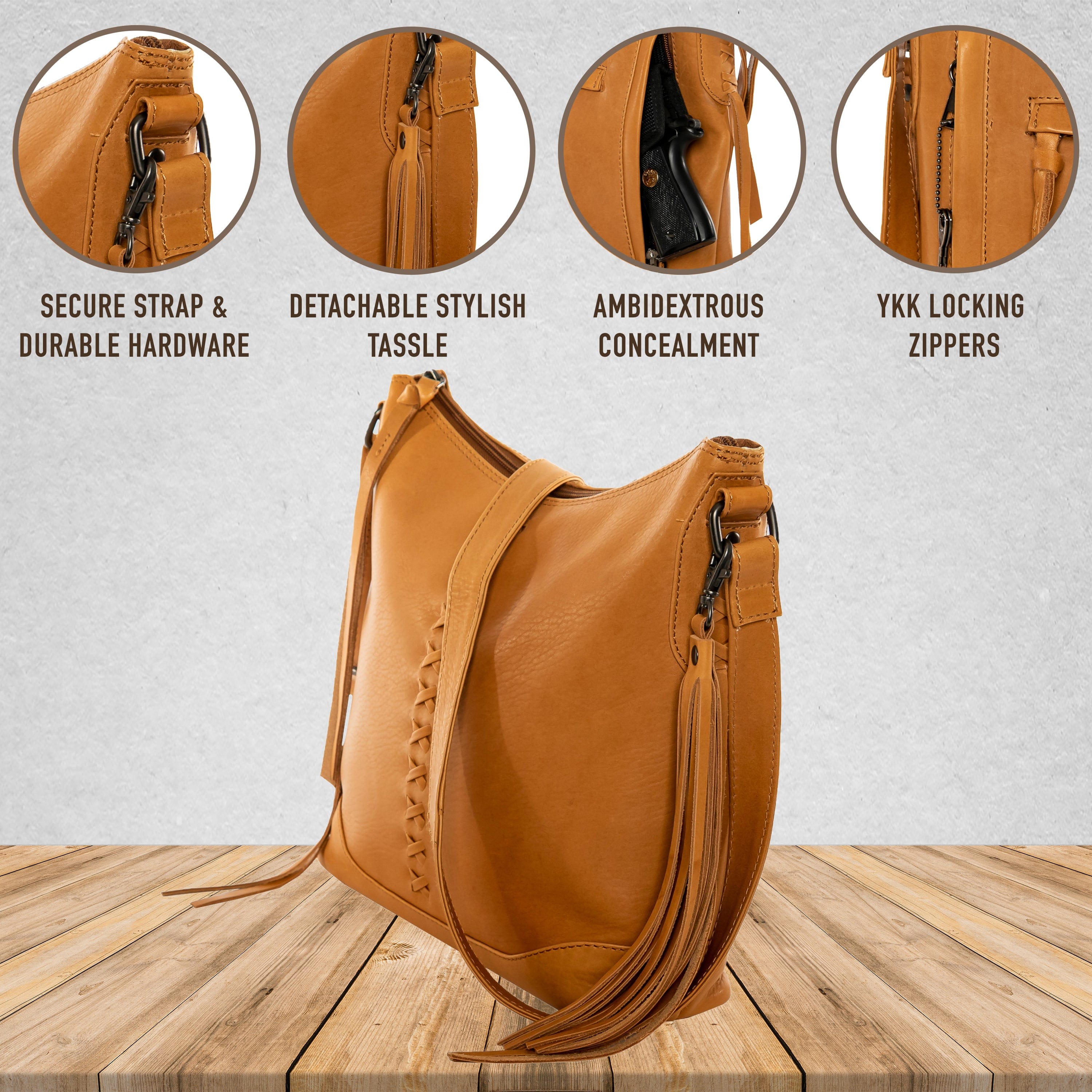 Concealed Carry Blake Scooped Leather Crossbody - Lady Conceal - Concealed Carry Purse - black crossbody purse designer - black owned purse designers - crossbody bag for concealed gun carry - concealed carry gun bags - concealed carry crossbody bag - concealed carry purse crossbody - Gift for gun owners - Women Gun Bag - most popular crossbody bag - crossbody handgun bag - crossbody bags for everyday use