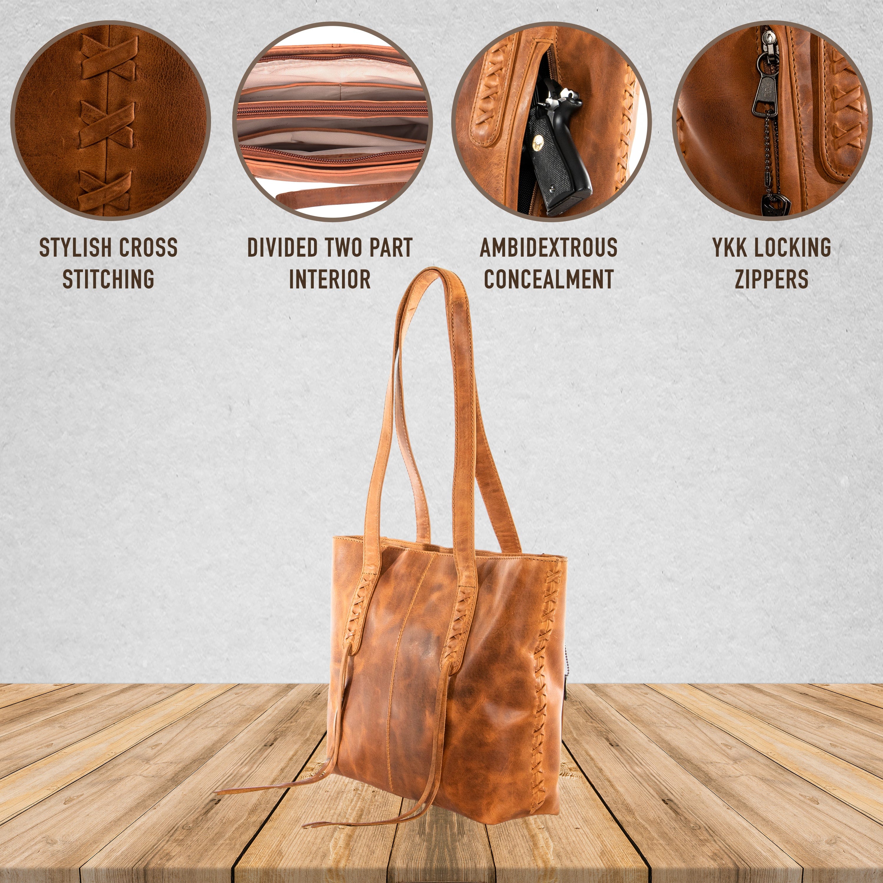 Concealed Carry Reagan Medium Leather Tote - Lady Conceal - Concealed Carry Purse - Designer Luxury Leather Carry Handbag - carry Handbag for gun carry - Unique Tote gun Handbag - designer backpack purse - designer purse sale - designer purse sales - womens designer purse sale - Reagan Medium Leather Tote - designer lady purse concealed carry gun Handbag - concealed carry Handbag for woman- Easy Conceal Carry and Draw Purse -