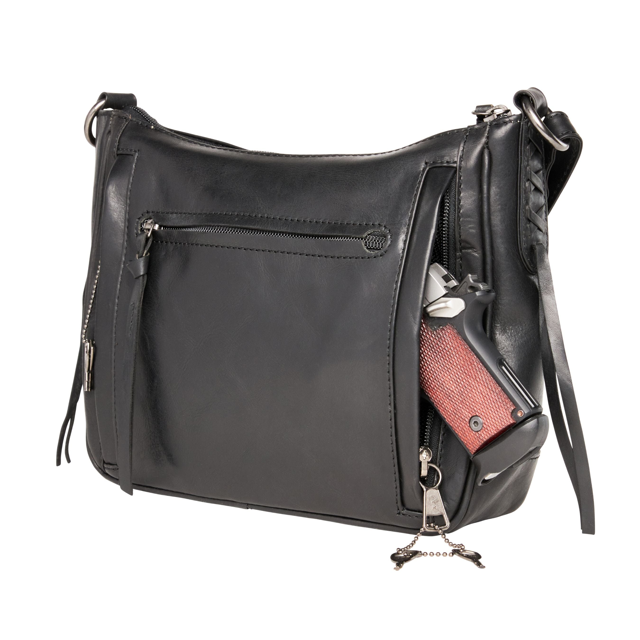 Concealed Carry Callie Leather Crossbody - Purse for glock - Lady Conceal - Concealed Carry Purse - conceal and cary purse for women - Locking Conceal and Carry Purse with Universal Holster for Handguns - Unique Hide Crossbody Gun and Pistol Bag - crossbody bag for concealed gun carry - Unique BLACK Callie Brynn Arched Crossbody gun bag - concealed carry crossbody Callie gun purse - concealed carry crossbody Callie leather gun purse with locking zipper - concealed carry purse for woman