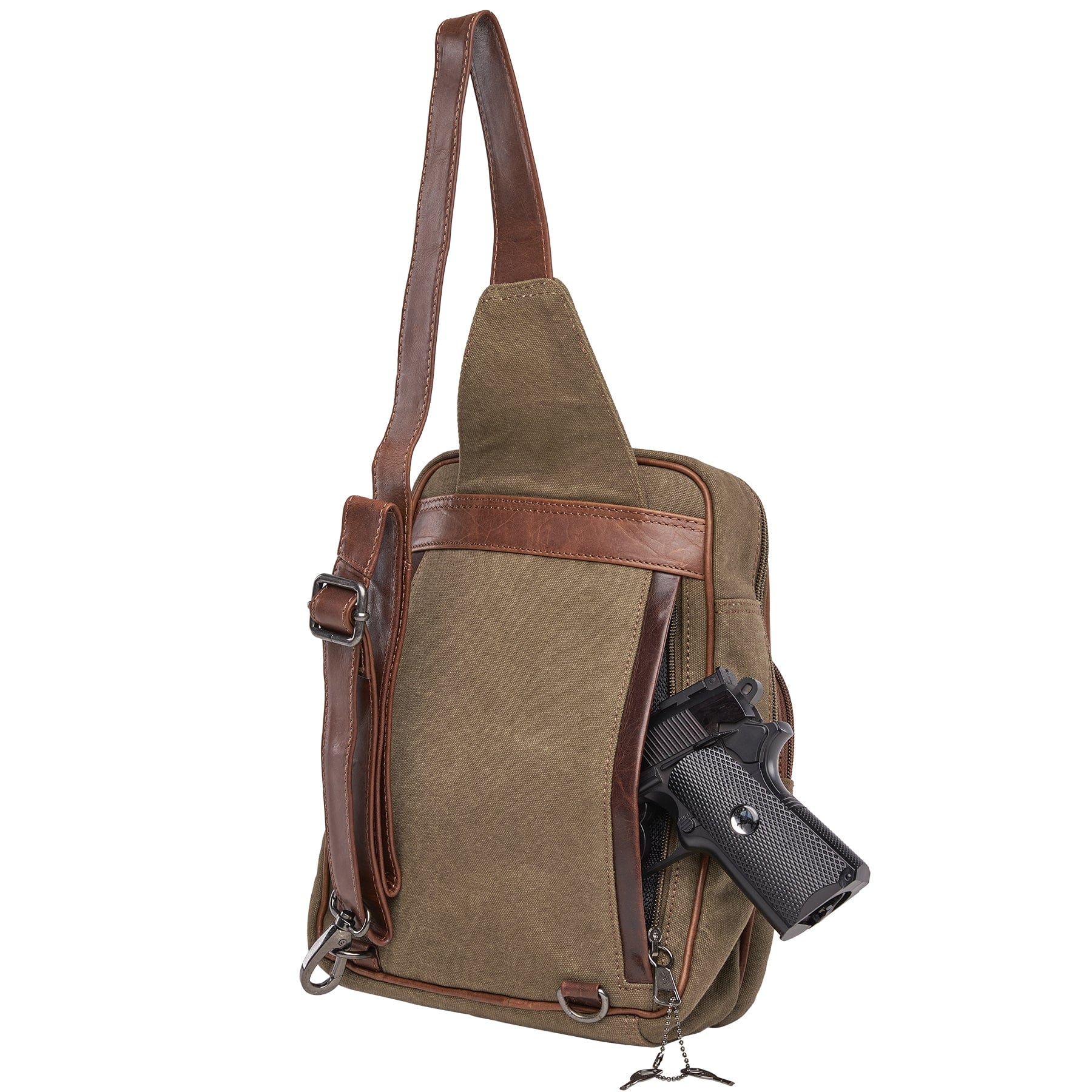 Concealed Carry Unisex Kennedy Canvas Sling Backpack - Gun Gift for Women - CCW Stylish Bag - Women's Conceal Carry Purse for Firearm - Women Gun Users - gun carrier backpack - best gun carrying backpack- best gun carry backpack - Pistol and Firearm Bag - Western Hide Backpack - Boho Stylish Backpack for Women - Universal Holster Bag - Marley Unisex Backpack - Women's Concealed Carry Bagpack - premium leather backpack