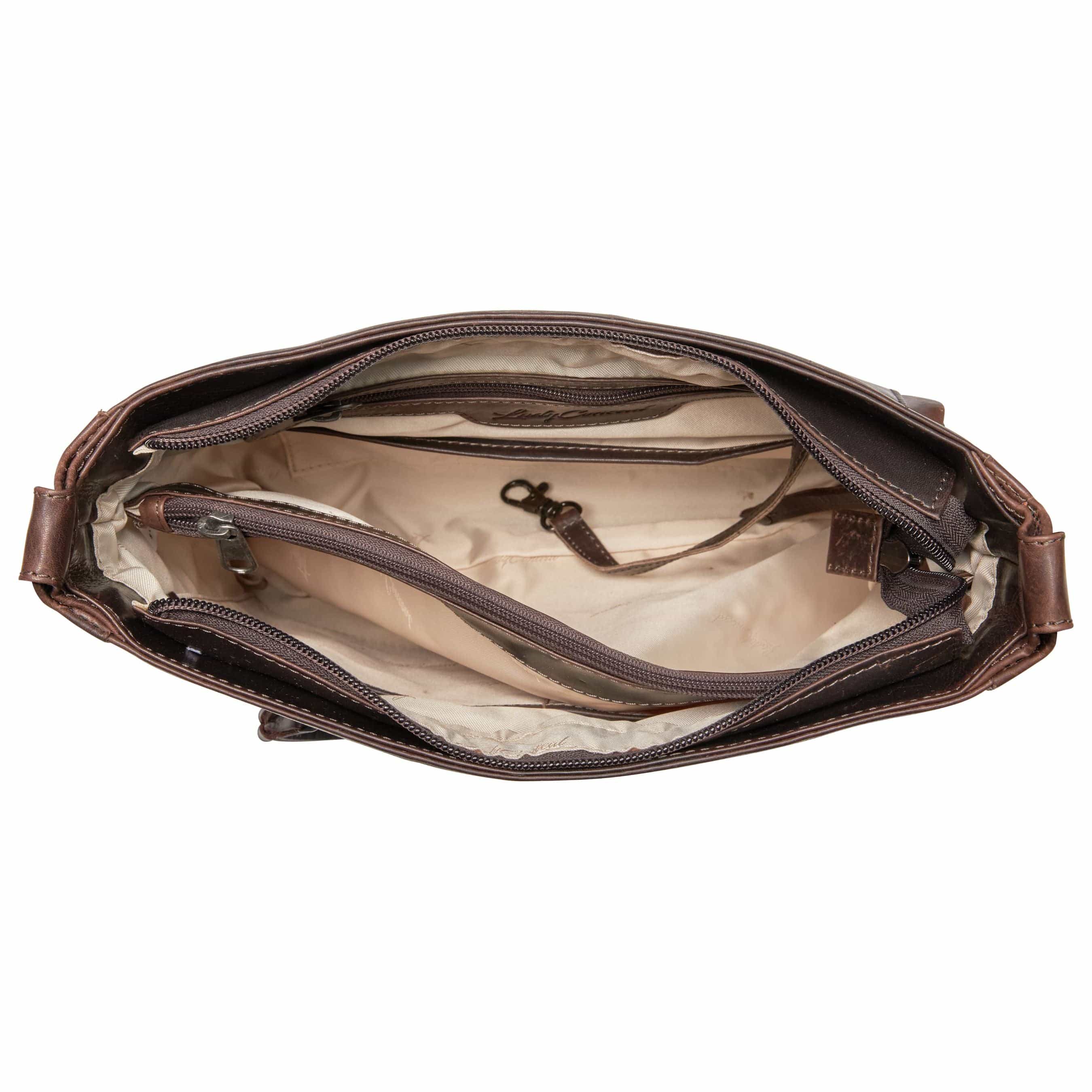 Concealed Carry Delaney Leather Crossbody - Locking Crossbody for Pistol - Designer Concealment Crossbody bag- Discreet Conceal and Carry Crossbody for Women - Designer Leather Crossbody CCW Bag - Locking Conceal and Carry Purse with Universal Holster for Handguns - Best Crossbody for Concealed Carry