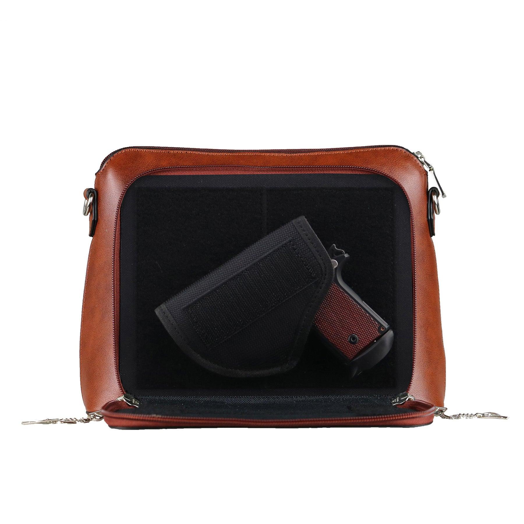 Concealed Carry Evelyn Leather Crossbody - Lady Conceal - soft leather shoulder bags for women's - crossbody bags for everyday use - most popular crossbody bag - crossbody bags for guns - crossbody handgun bag - Unique Hide Purse - Conceal Carry Western Purse - Stylish Carry Evelyn Leather Bag - Bag for Conceal Carrying Women - - Gun Bag for Women