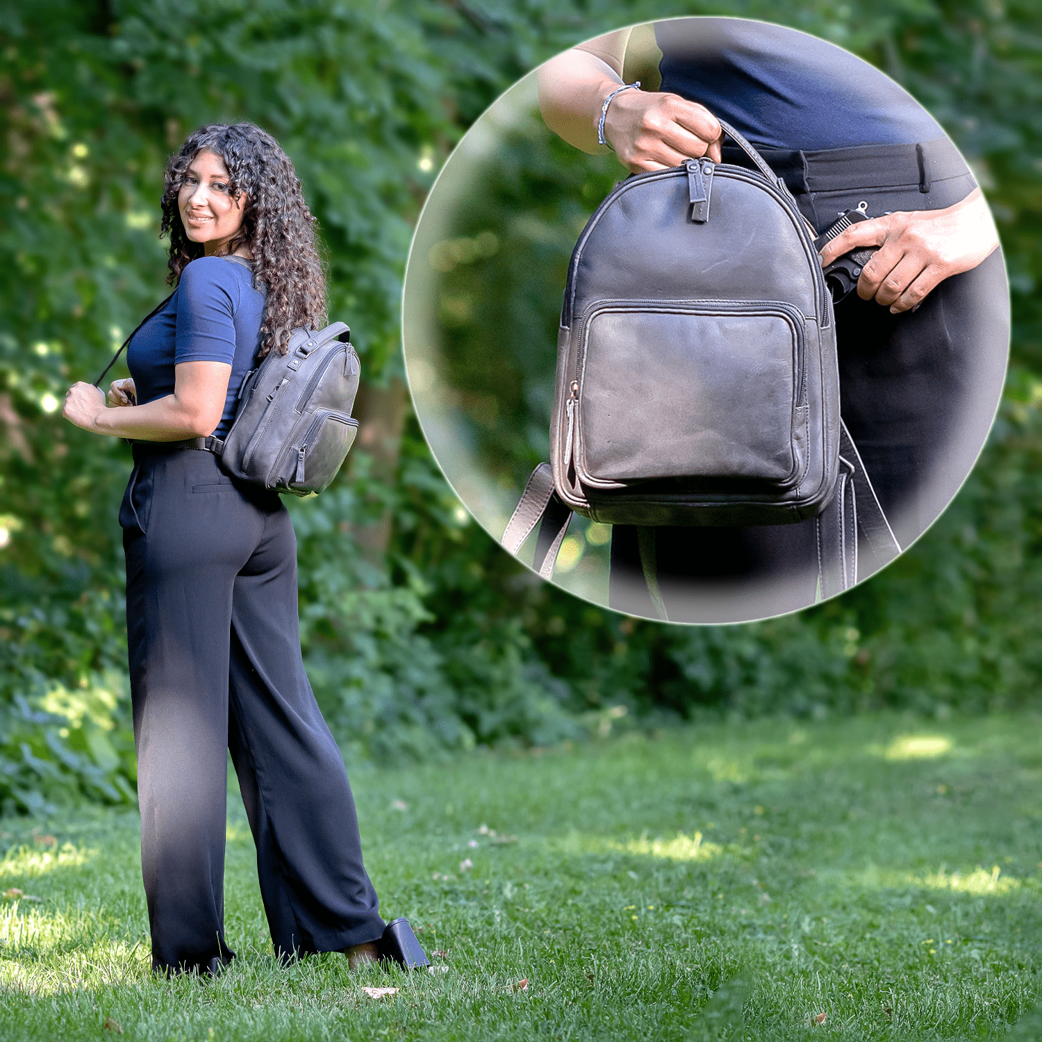 Concealed Carry Reese Unisex Backpack - Women Gun Owner Bag - Outdoor Conceal Carry - Easy CCW - Locking Gun Bag - Easy Draw Conceal Carry - Women Gun Users - gun carrier backpack - best gun carrying backpack- best gun carry backpack - Pistol and Firearm Bag - Western Hide Backpack - Boho Stylish Backpack for Women - Universal Holster Bag - Marley Unisex Backpack - Women's Concealed Carry Bagpack - premium leather backpack