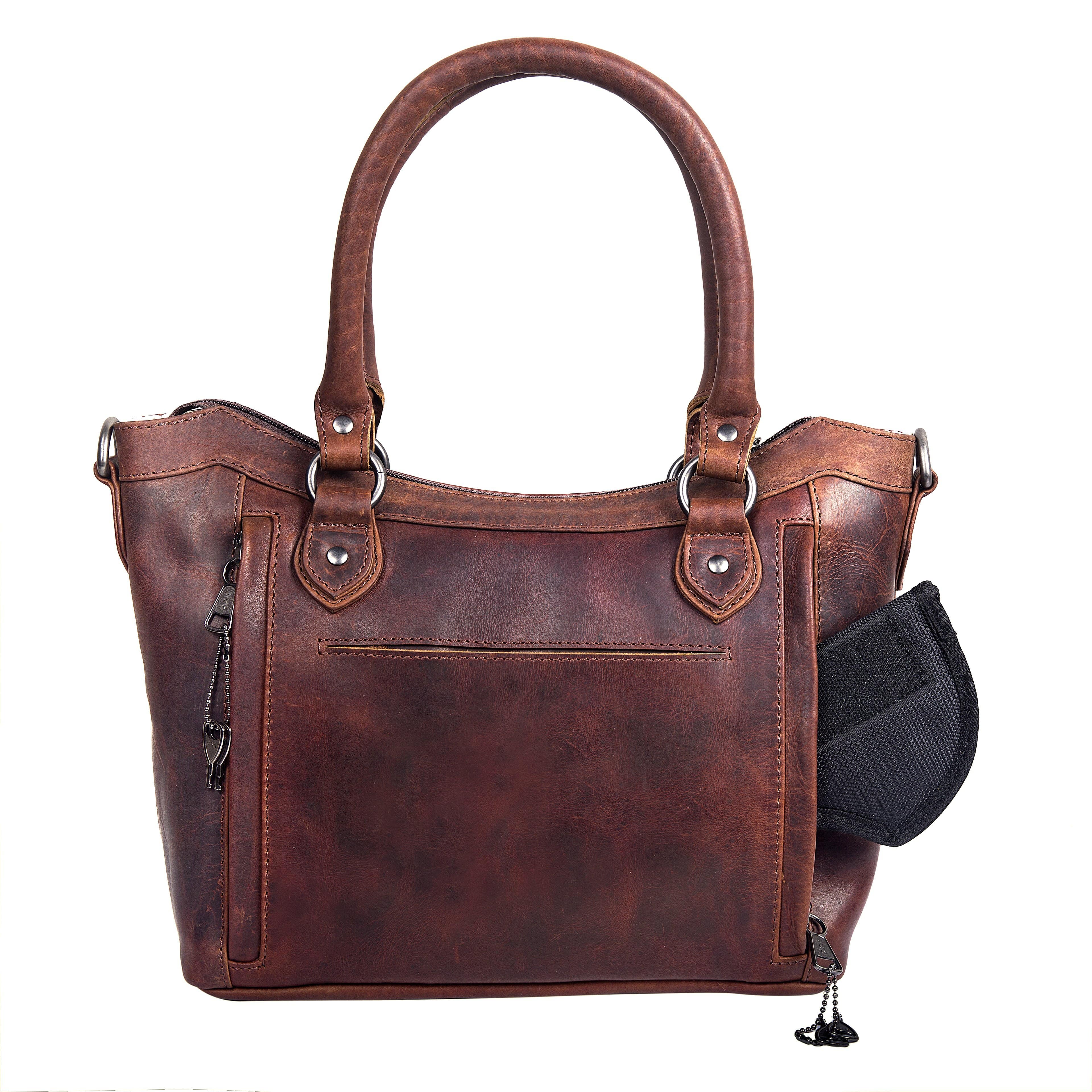 Concealed Carry Sadie Leather Satchel by Lady Conceal - Lady Conceal - designer purses - black designer purse - designer purse brands - designer backpack purse - designer purse sale - womens designer purse sale - designer purses black friday sale - black and white designer purse - black crossbody purse designer - black owned purse designers - woman designer purse - designer purses for women