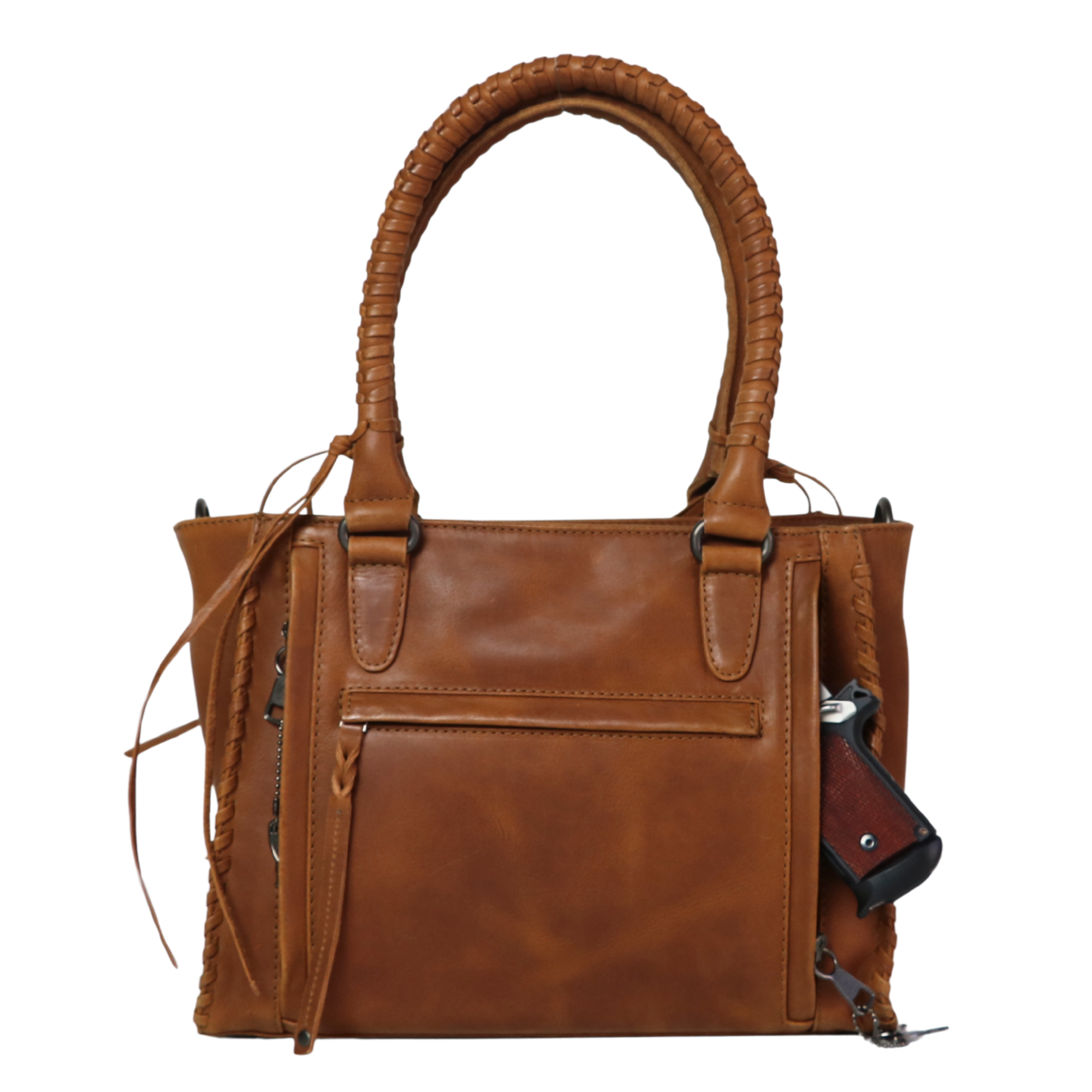 #231 Cognac Western Leather Concealed Carry Satchel
