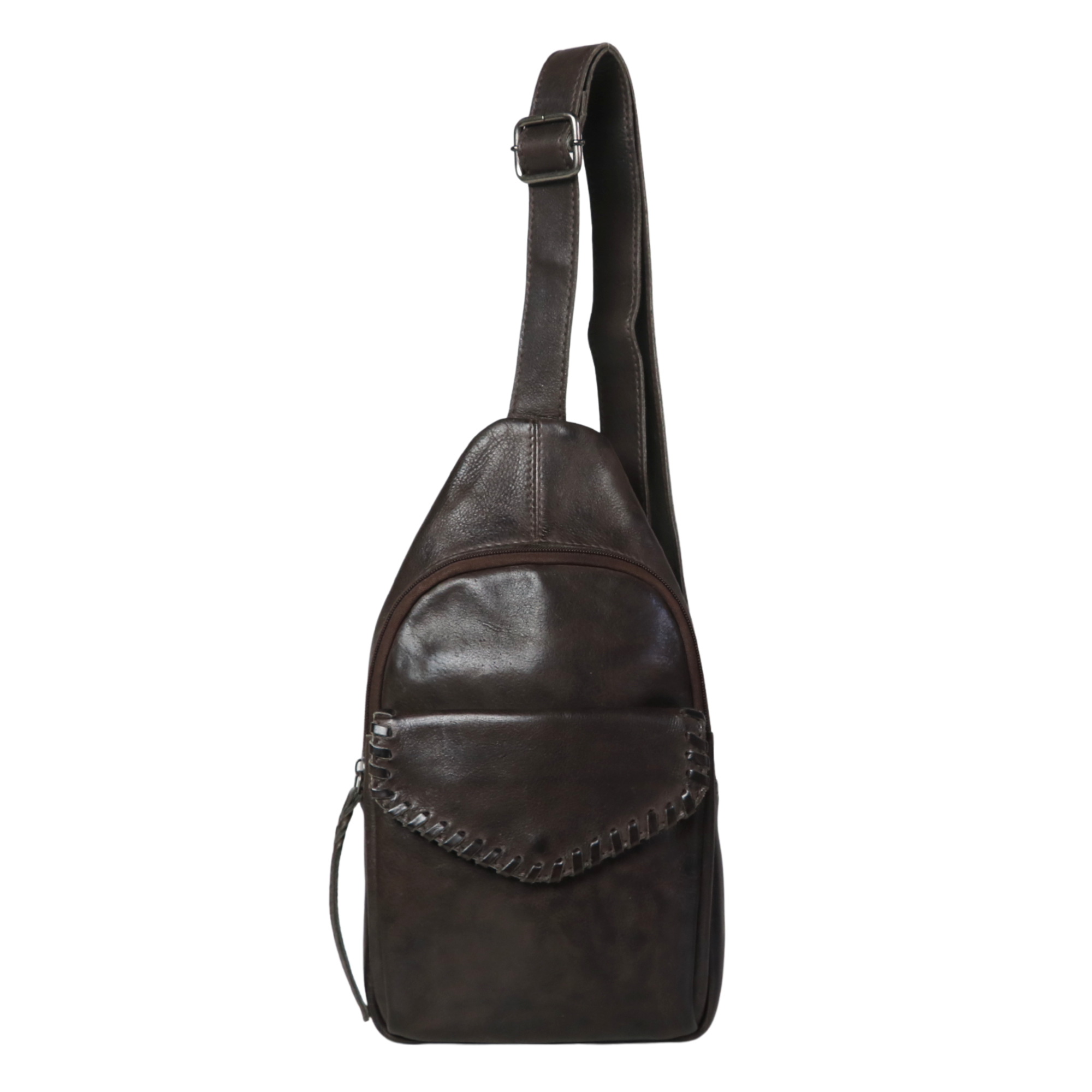 #232 Gray Laced Leather Concealed Carry and RFID Sling Bag