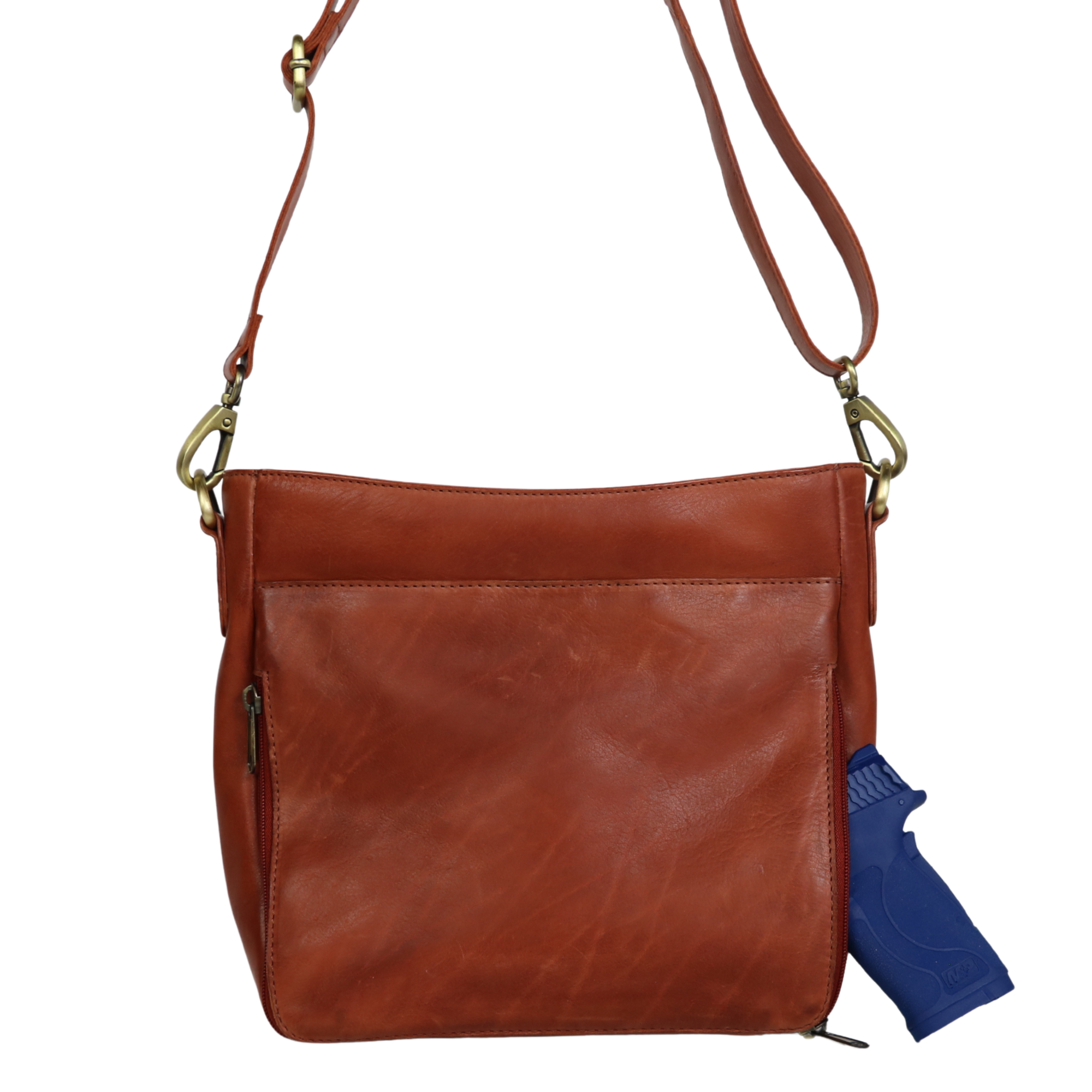 #247 Brick Red Leather Concealed Carry Crossbody with RFID Organizer