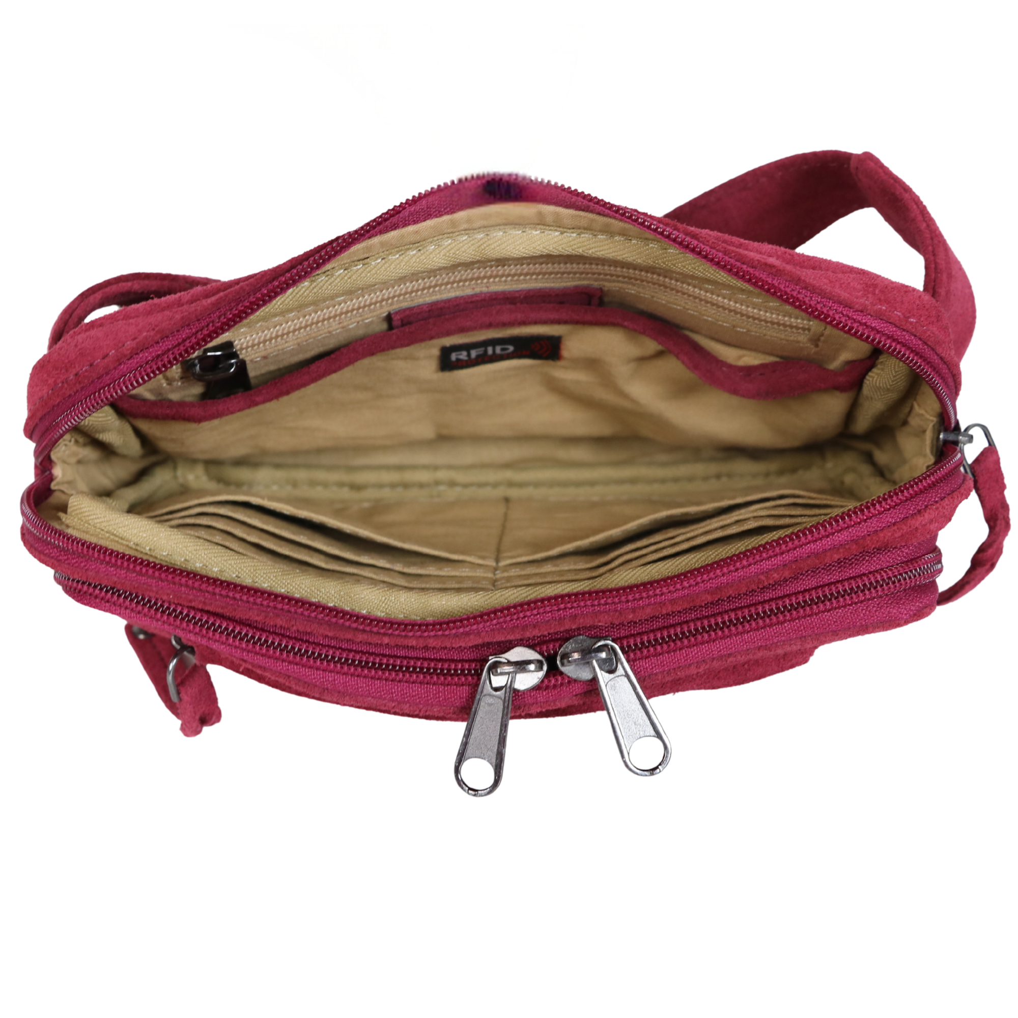 #253 Magenta Cow Suede Concealed Carry Fanny Pack with RFID