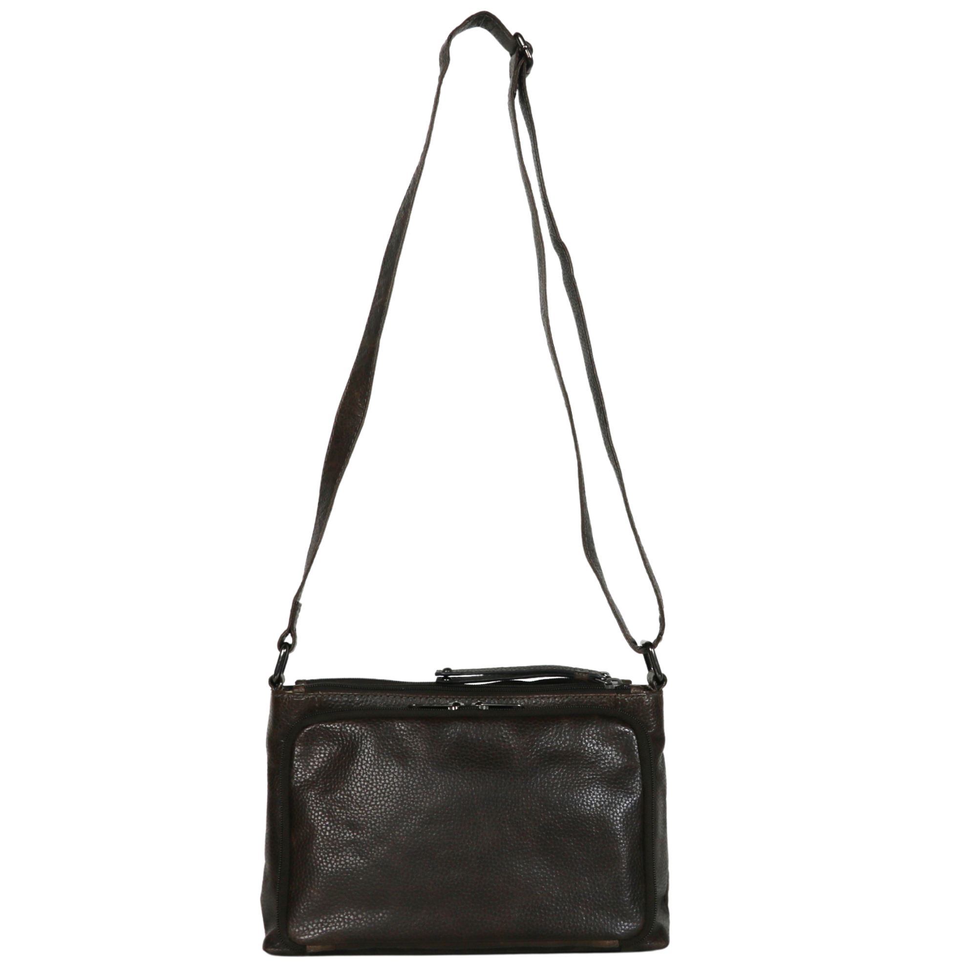 #256 Brown Multi-Pocket Buffalo Leather Concealed Carry Crossbody