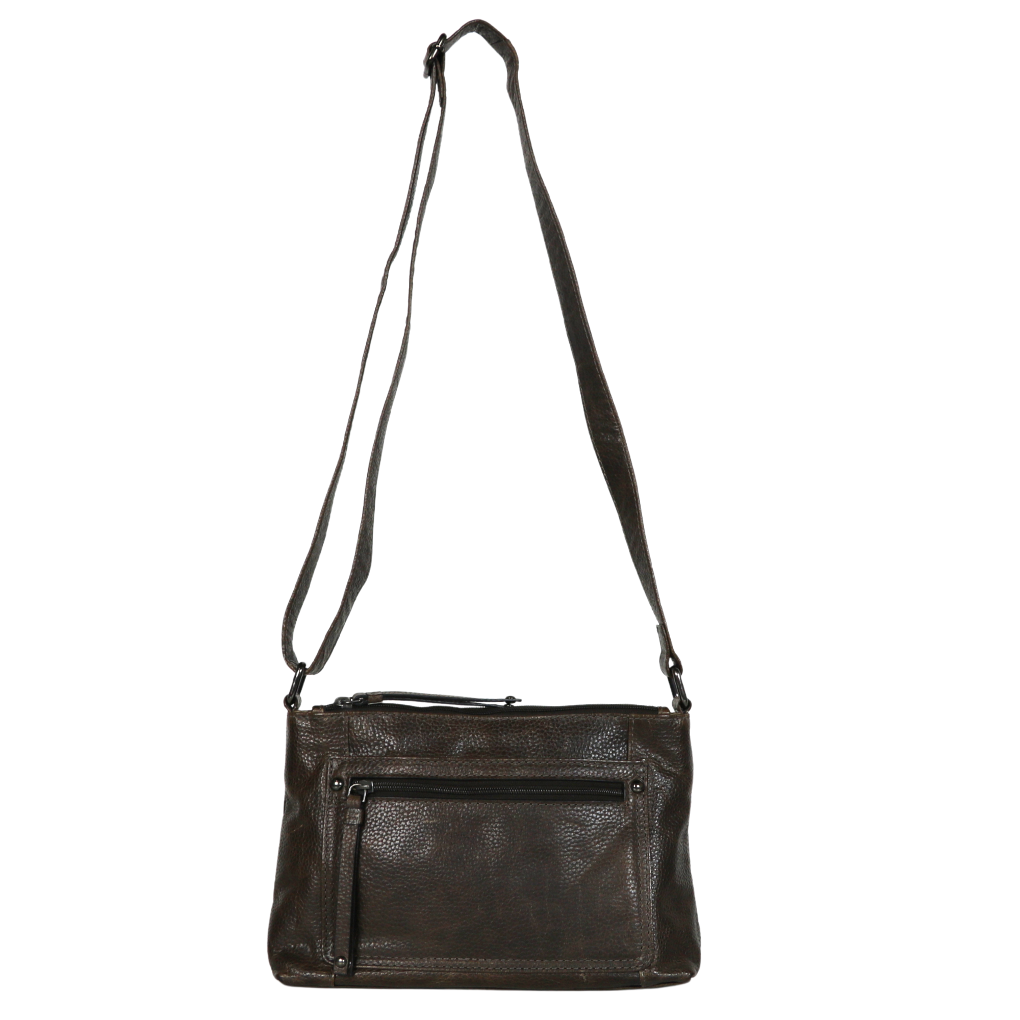 #256 Brown Multi-Pocket Buffalo Leather Concealed Carry Crossbody