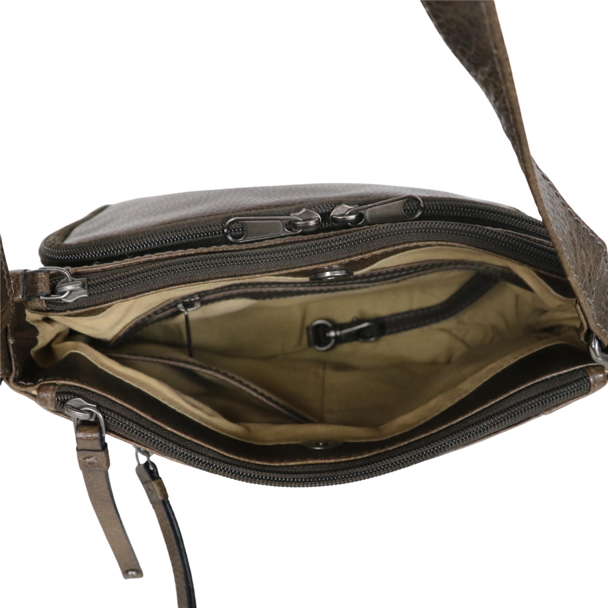#256 Brown Multi-Pocket Buffalo Leather Concealed Carry Crossbody