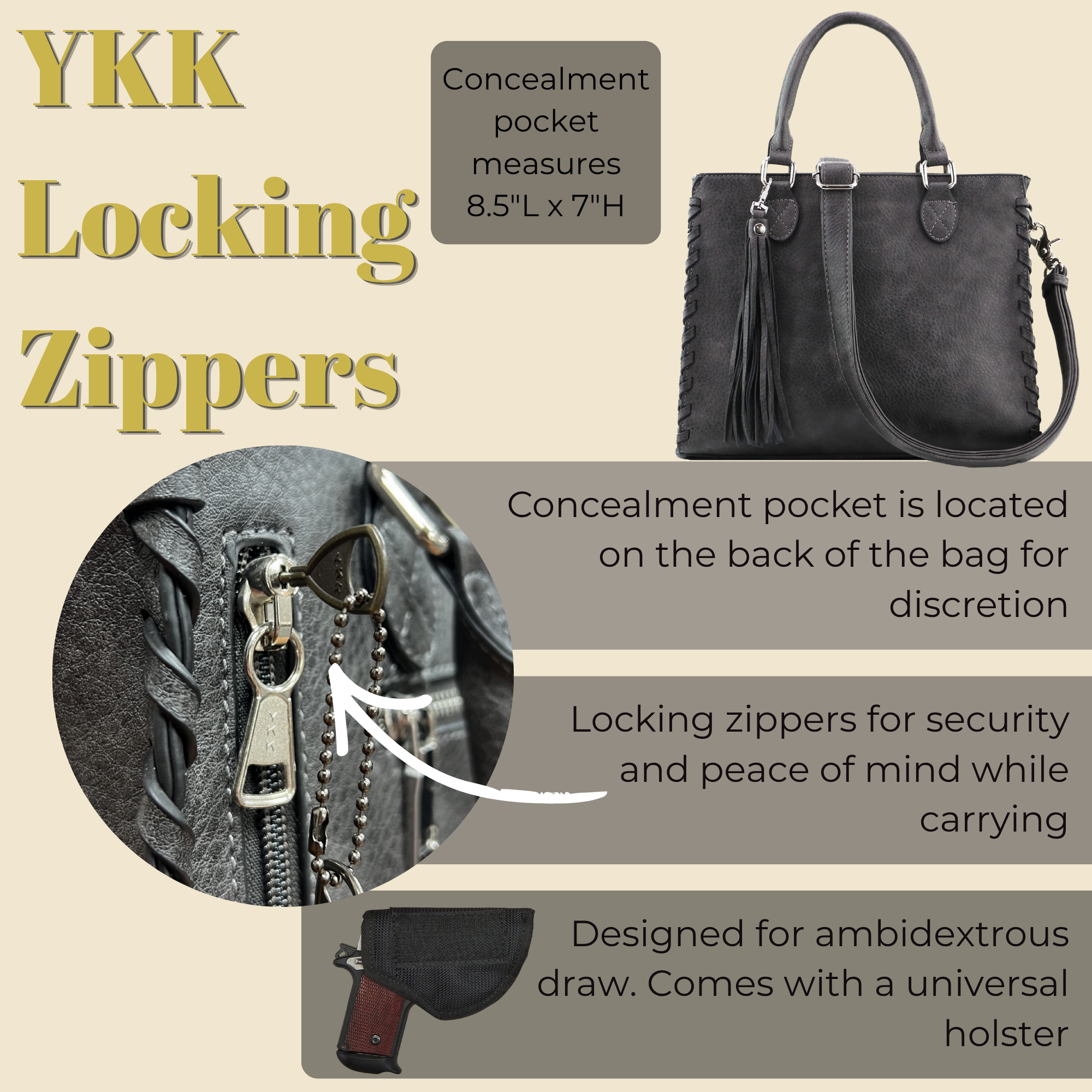 Concealed Carry Crossbody Ann Satchel by Lady Conceal