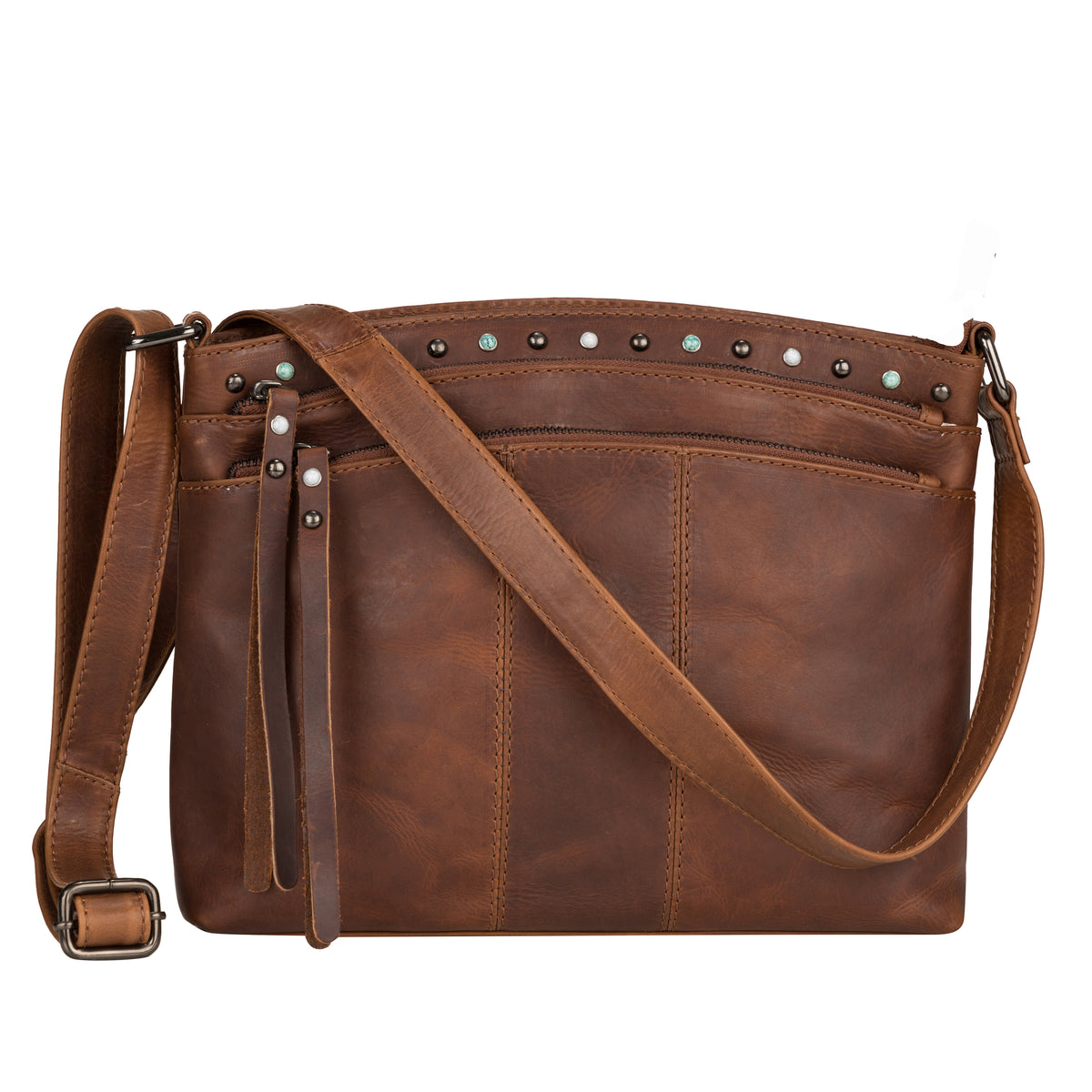 Concealed Carry Brynn Arched Leather Crossbody -  Lady Conceal -  Concealed Carry Purse - conceal and carry purse for women - tactical pistol bag - Locking Conceal and Carry Purse with Universal Holster for Handguns - Unique Hide Crossbody Gun and Pistol Bag