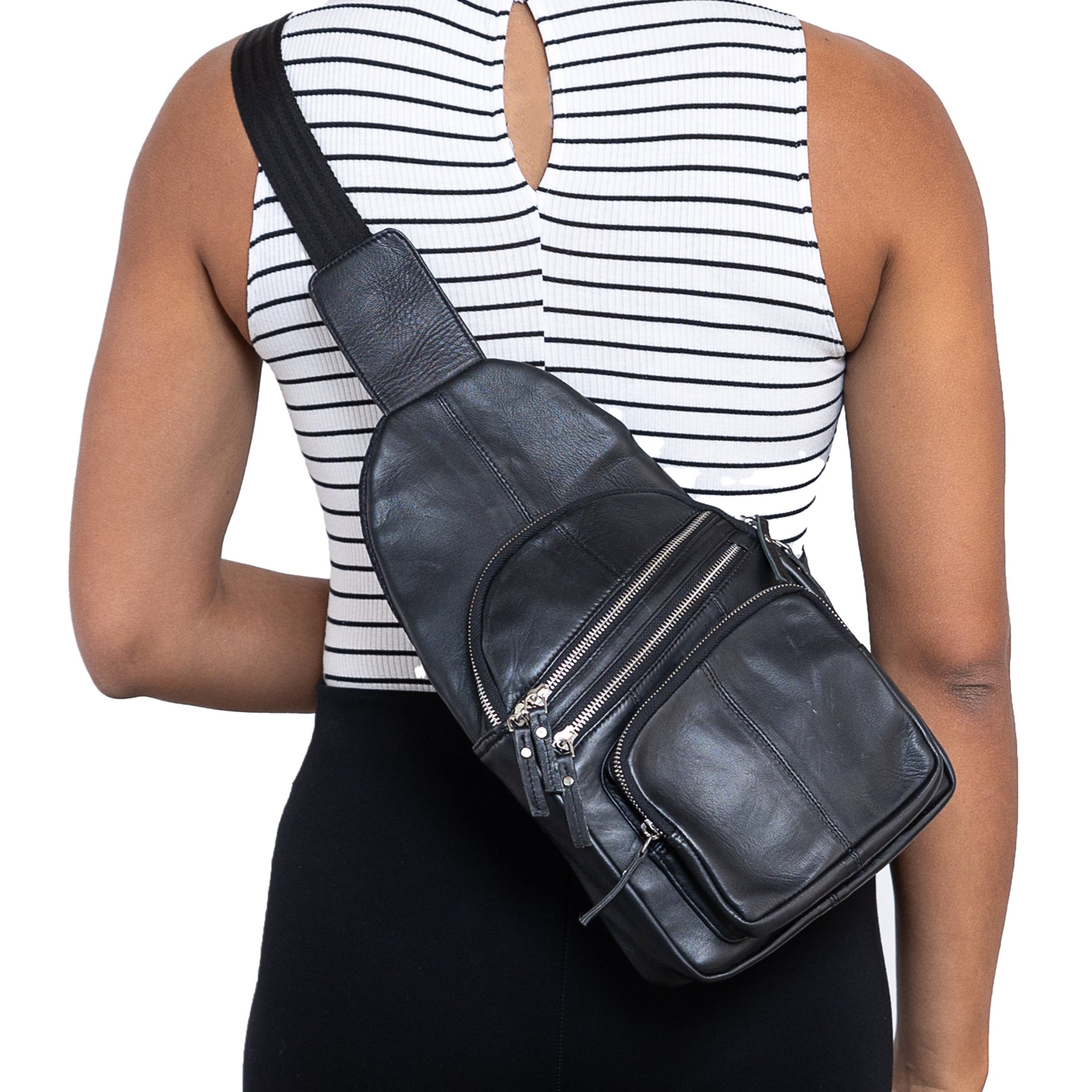 Concealed Carry Weston Lambskin Sling by DS Conceal - Universal Holster Backpack - Leather Pistol CCW Bag - Unisex Pistol Bag - Ambidextrous Holster Bags Lady Conceal Firearm Bags - Self Defense Bag for Gun