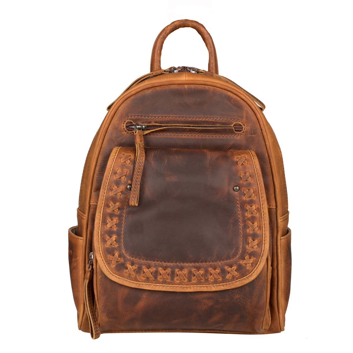 Concealed Carry RFID Daisy Leather Backpack by Lady Conceal Black