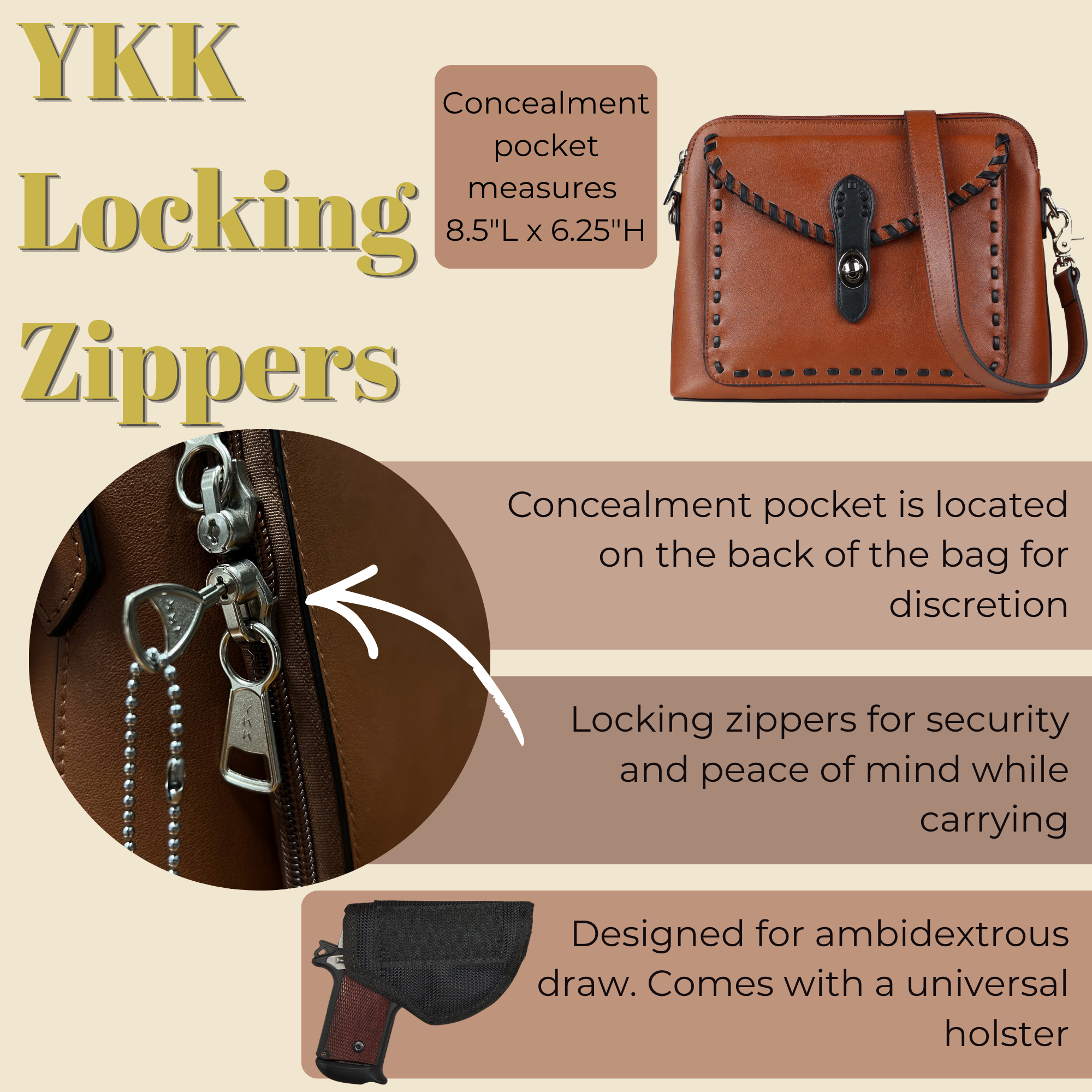 Concealed Carry Evelyn Leather Crossbody by Lady Conceal