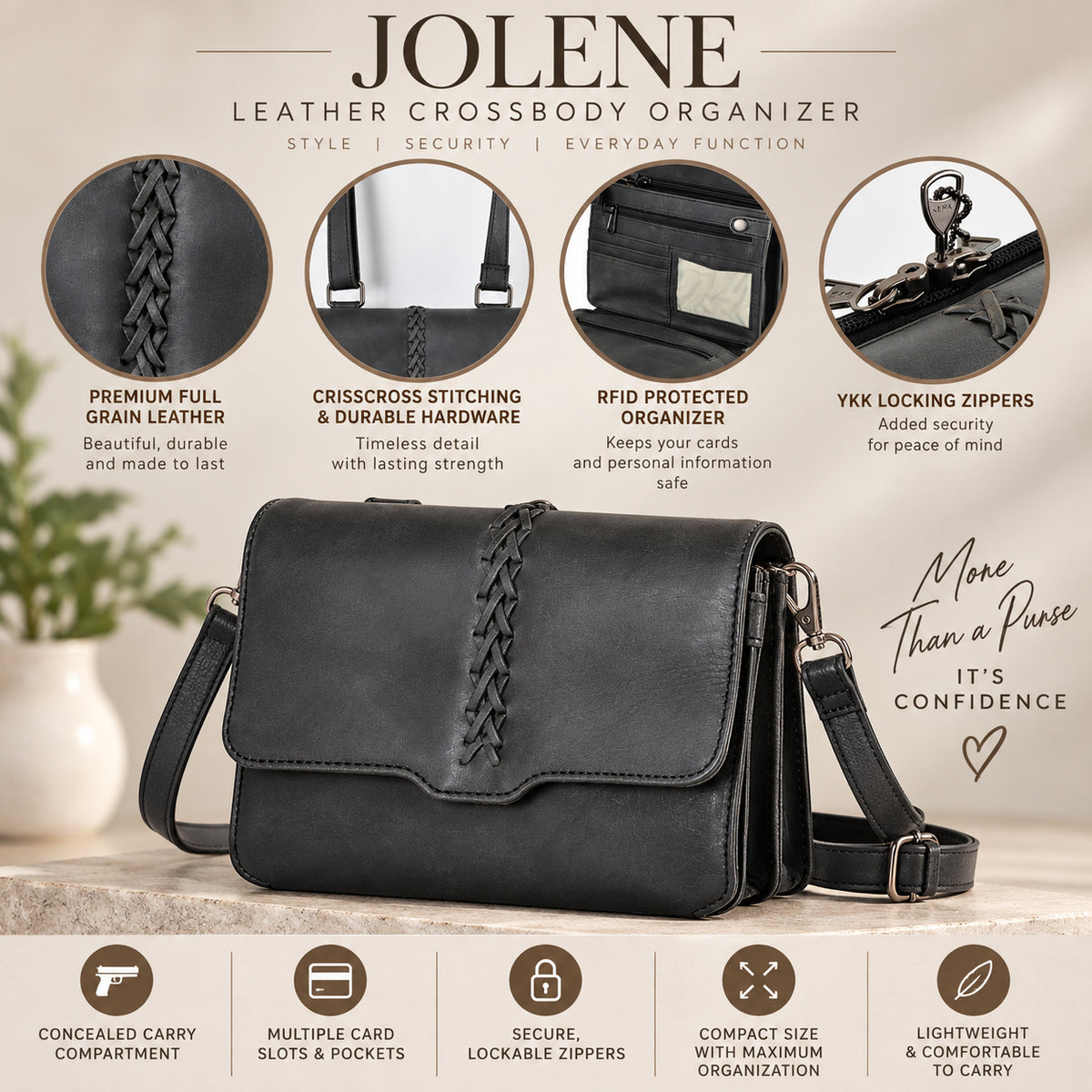 Lolene Leather Crossbody Organizer 