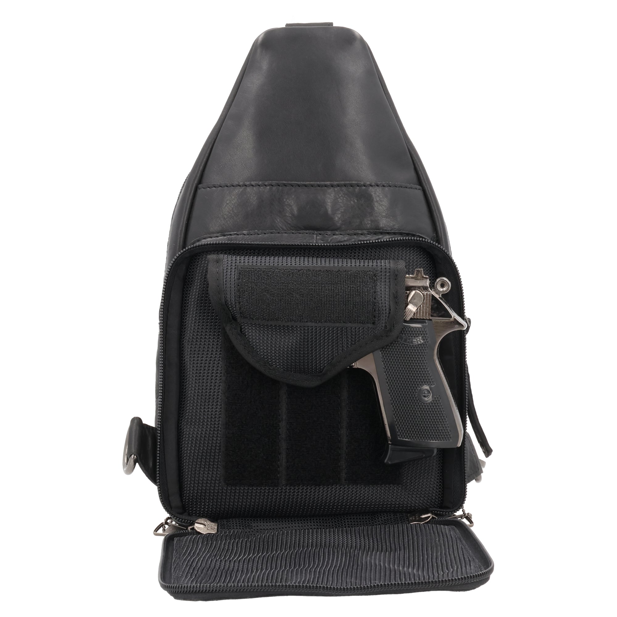 SALE- Concealed Carry Haven Sling Leather Backpack by Lady Conceal
