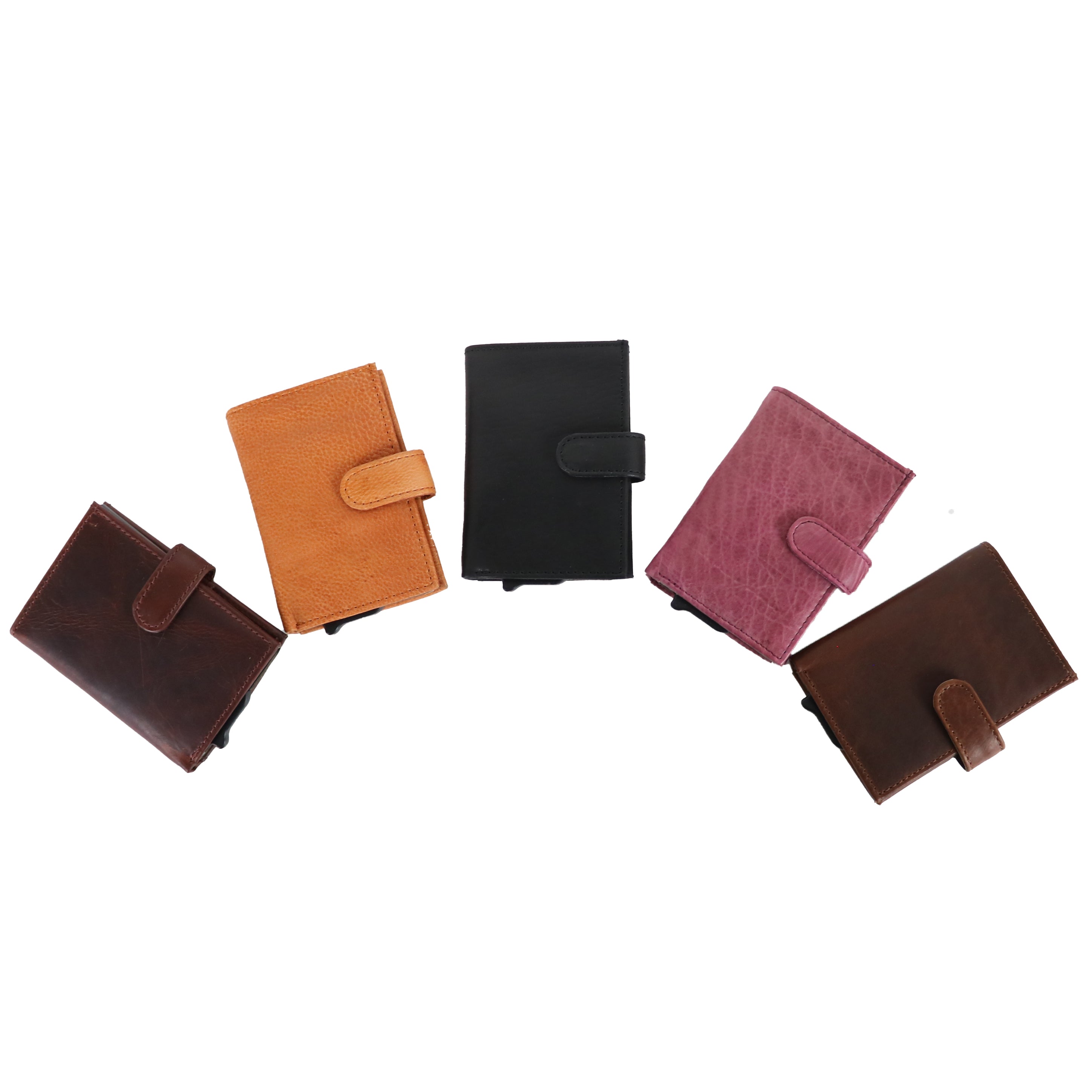 Nova RFID Compact Leather Wallet by Lady Conceal Anti Credit Card Theft RFID Protected - 100% Leather Unisex Wallet - Pop Up Wallet for Cards Bills Coins - Button Closing Wallet