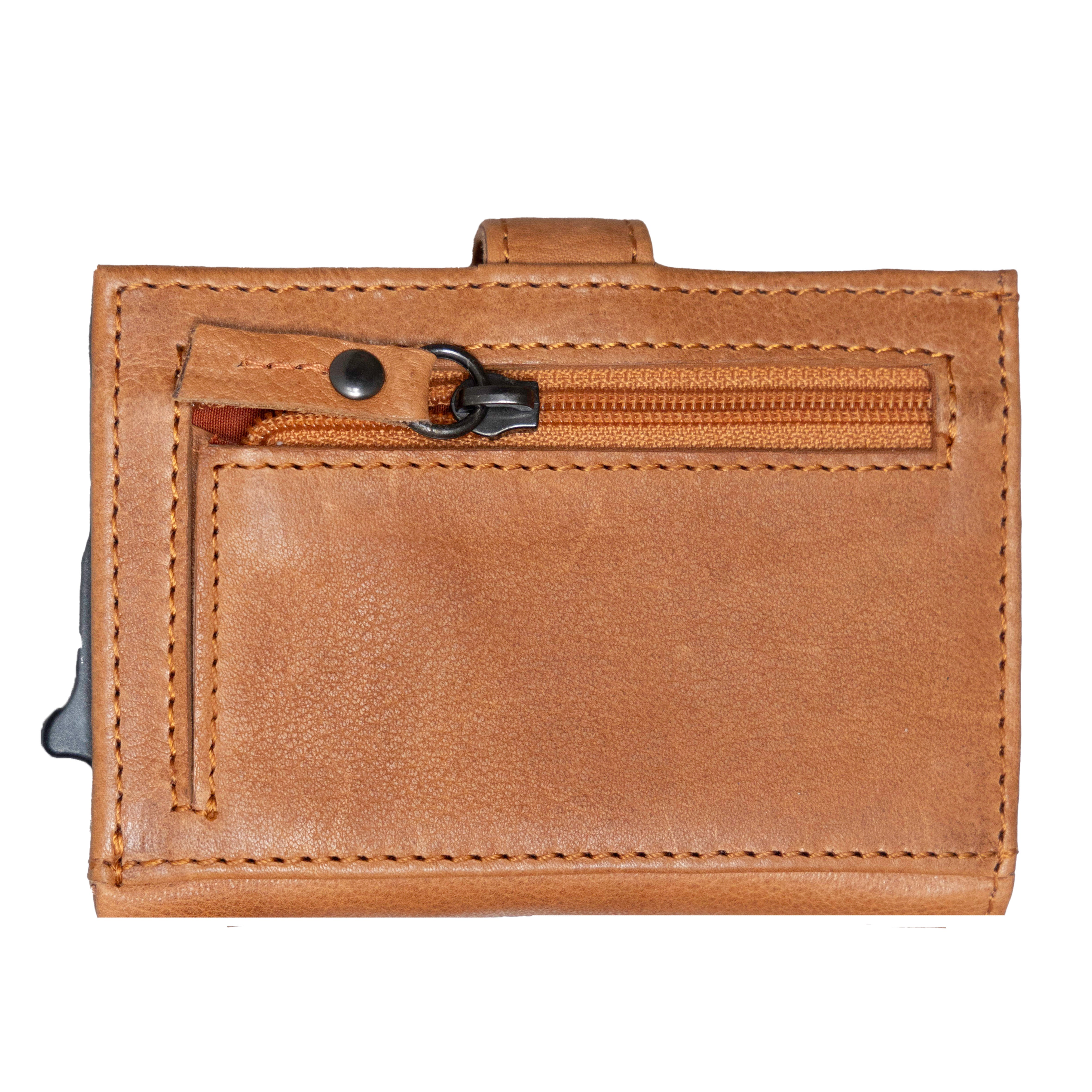 Nova RFID Compact Leather Wallet by Lady Conceal Anti Credit Card Theft RFID Protected - 100% Leather Unisex Wallet - Pop Up Wallet for Cards Bills Coins - Button Closing Wallet