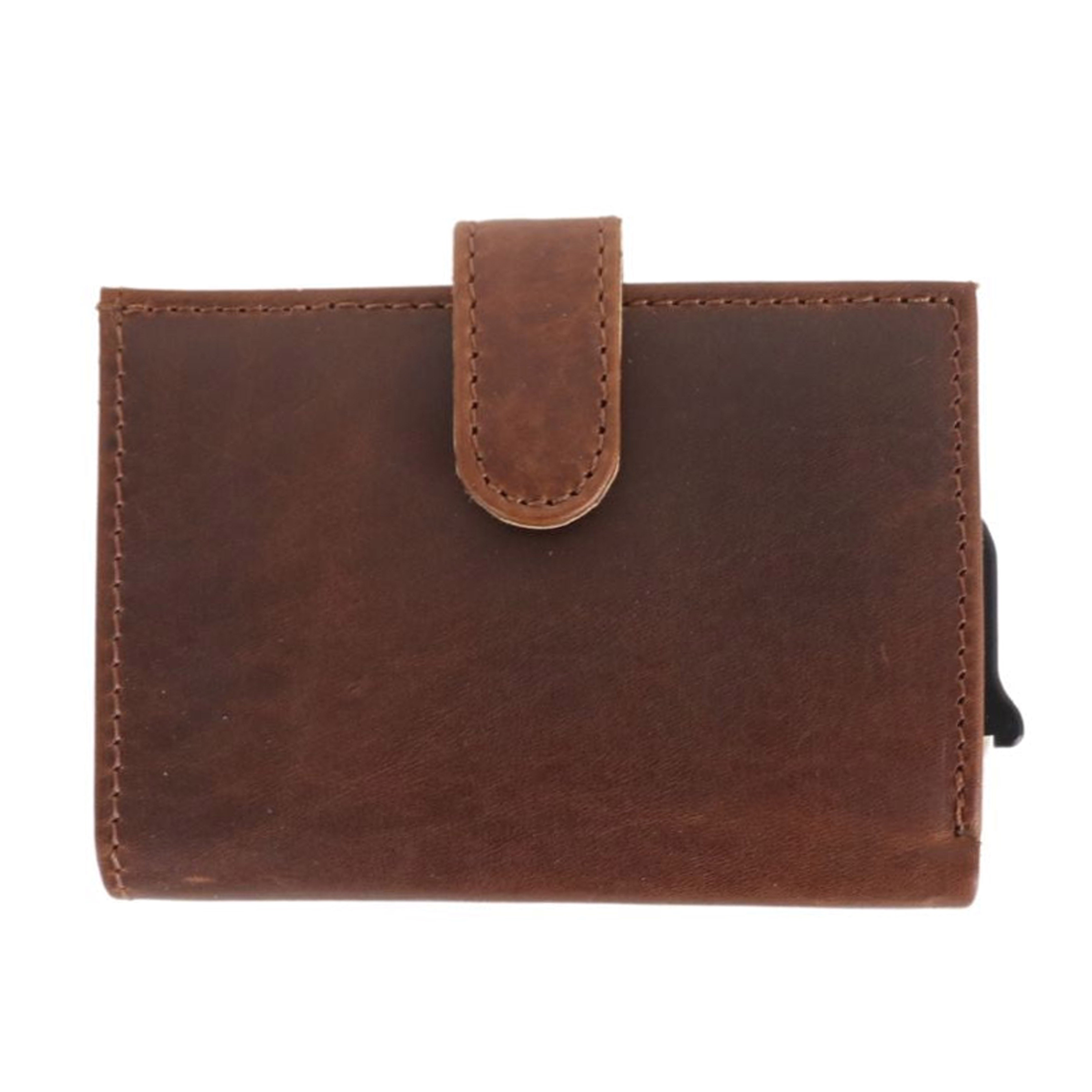 Nova RFID Compact Leather Wallet by Lady Conceal Anti Credit Card Theft RFID Protected - 100% Leather Unisex Wallet - Pop Up Wallet for Cards Bills Coins - Button Closing Wallet
