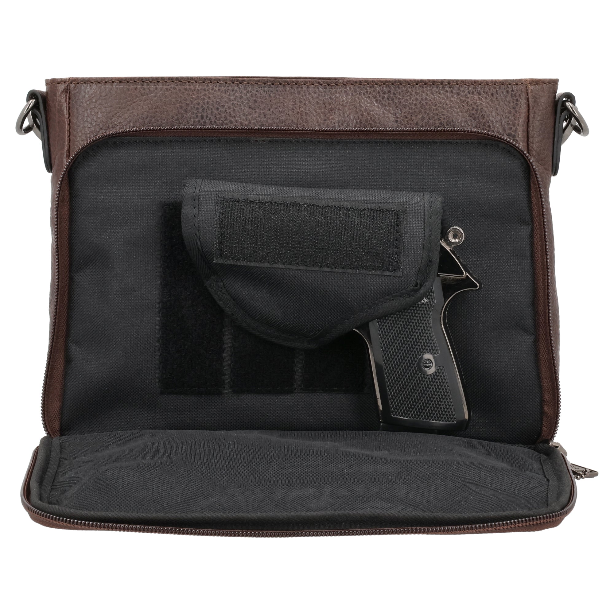 Concealed Carry Zoe Leather Crossbody by Lady Conceal with Locking Zippers - Firearm Bags for Women - Crossbody CCW Bag - Fast Draw Bag - YKK Locking Zipper Bag - Universal Holster