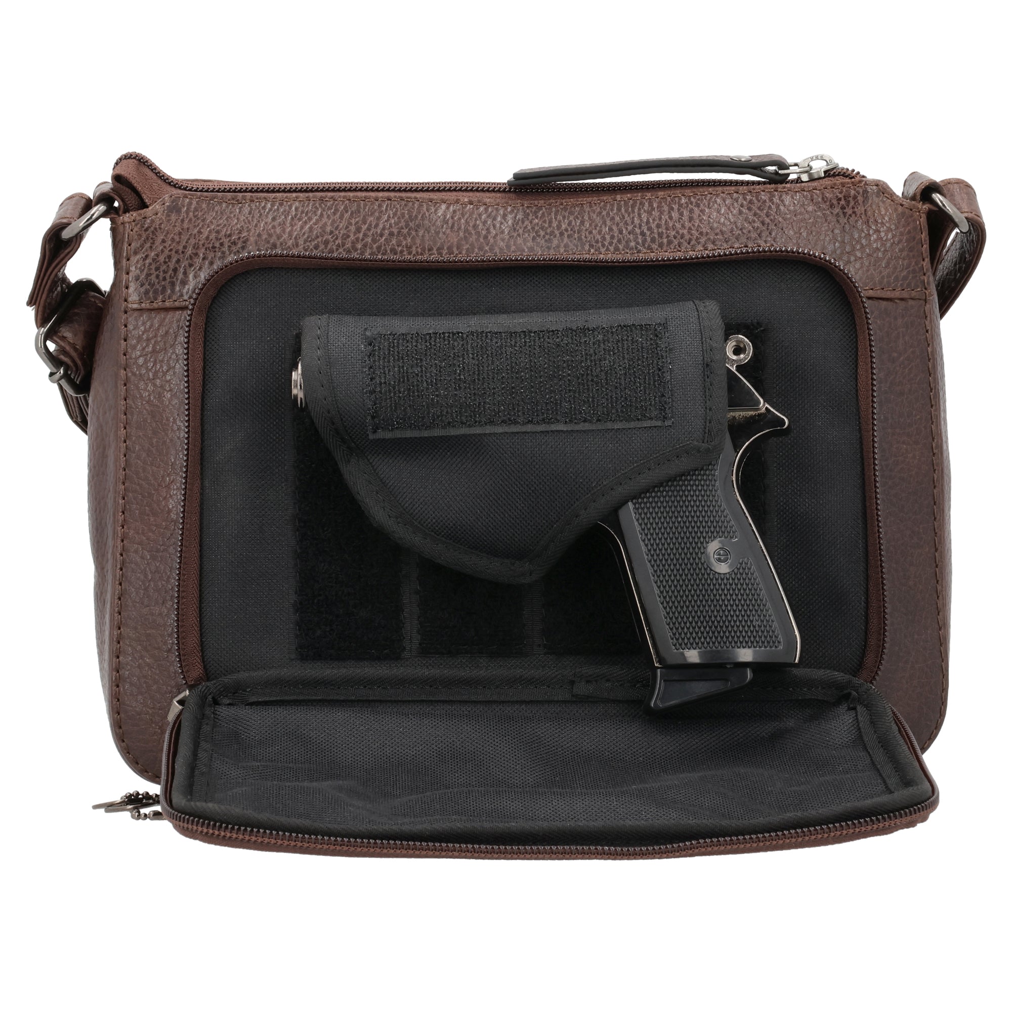 Concealed Carry Leah Buffalo Leather Crossbody w/Wallet by Lady Conceal - RFID Protected Purse and Wallet - Locking Anti Theft Gun Bag - Popular Gun Gifts for Women - Universal Holster Crossbody Bag