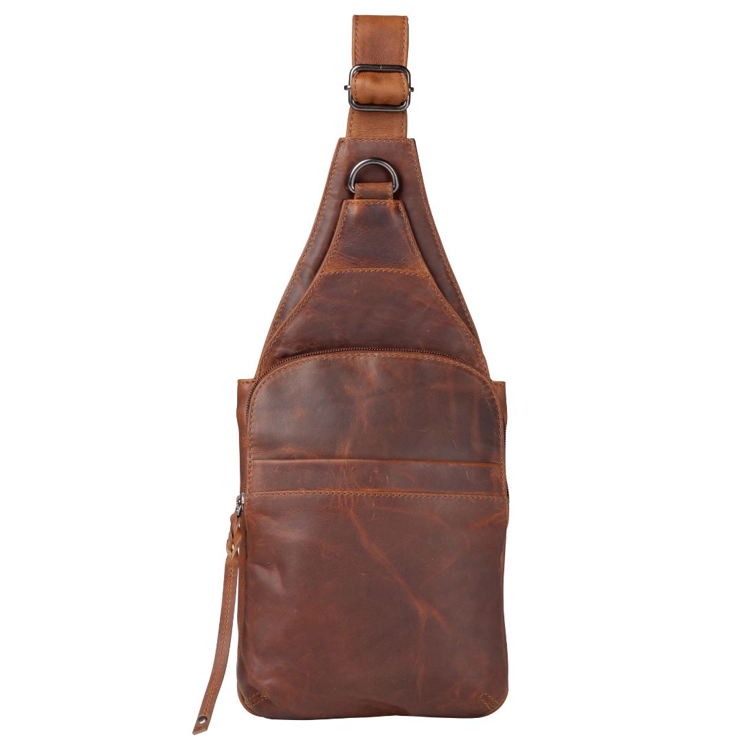 Concealed Carry Unisex Dakota Leather Sling by Lady Conceal — Distressed Brown