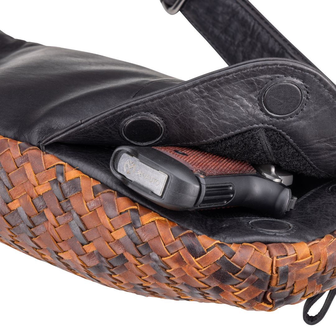 Concealed Carry Haisley Woven Magnetic Leather Sling by Lady Conceal