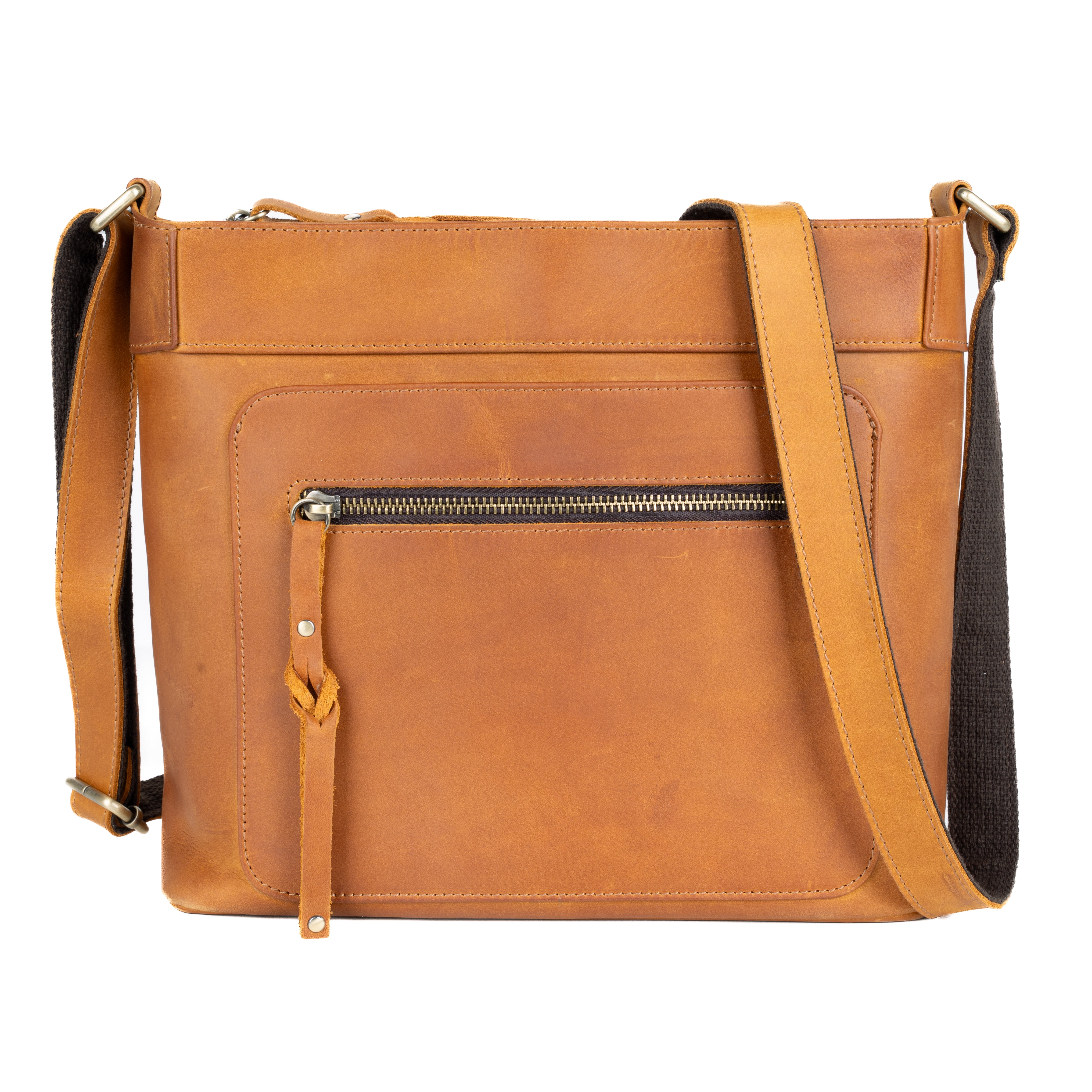 Concealed Carry Delaney Leather Crossbody by Lady Conceal - Light Distressed Brown